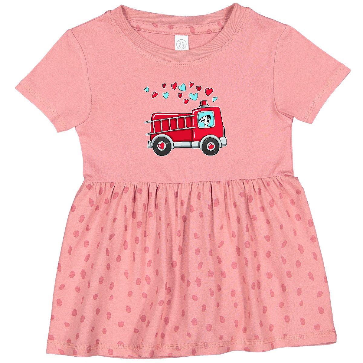 Inktastic Valentine Fire Truck With Cute Dalmatian And Hearts Infant Dress Kids - Picture 3 of 7