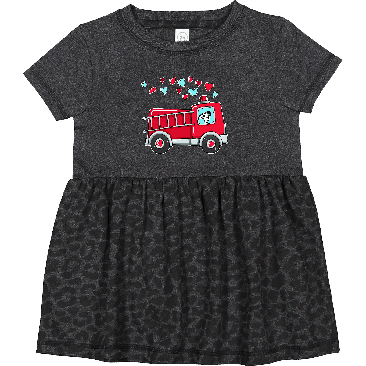 Inktastic Valentine Fire Truck With Cute Dalmatian And Hearts Infant Dress Kids - Picture 5 of 7