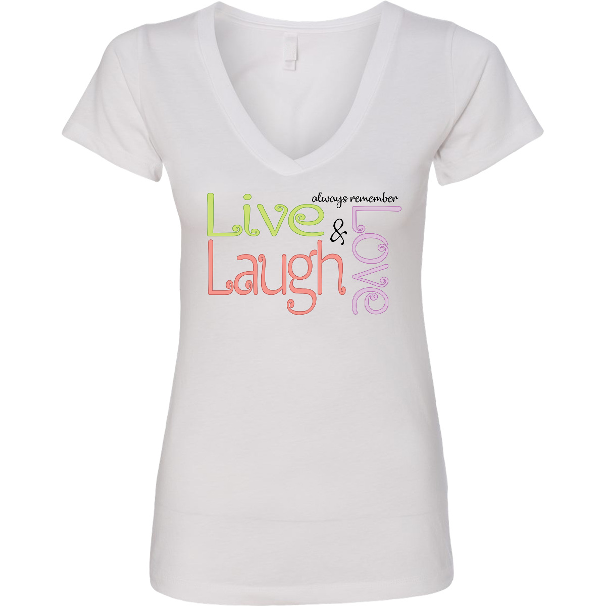 Inktastic Live, Laugh, Love Women’s V-Neck T-Shirt Clothing Apparel Tees Adult