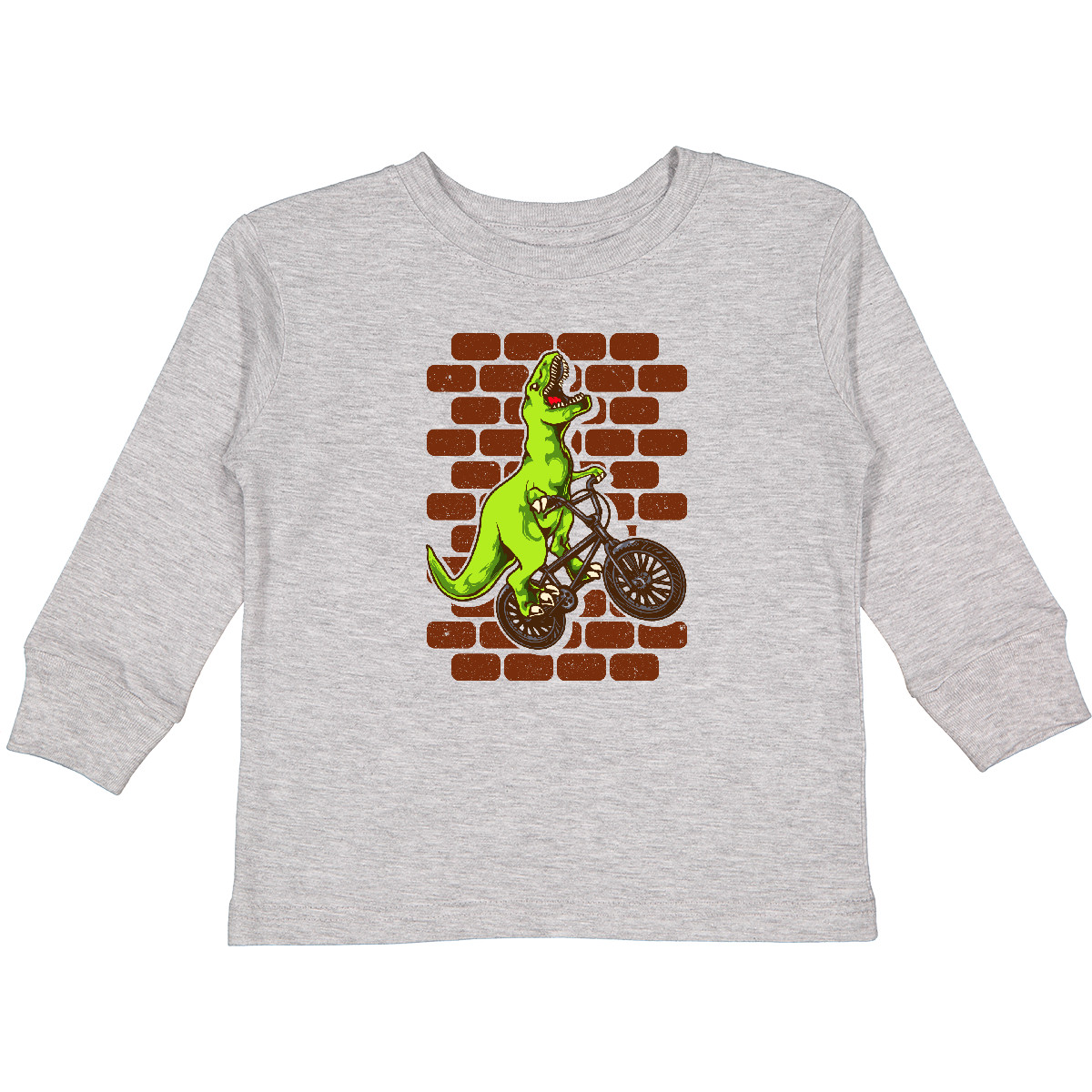 Inktastic BMX Motocross Dinosaur Toddler Long Sleeve T-Shirt Biking Race Dino - Picture 4 of 8