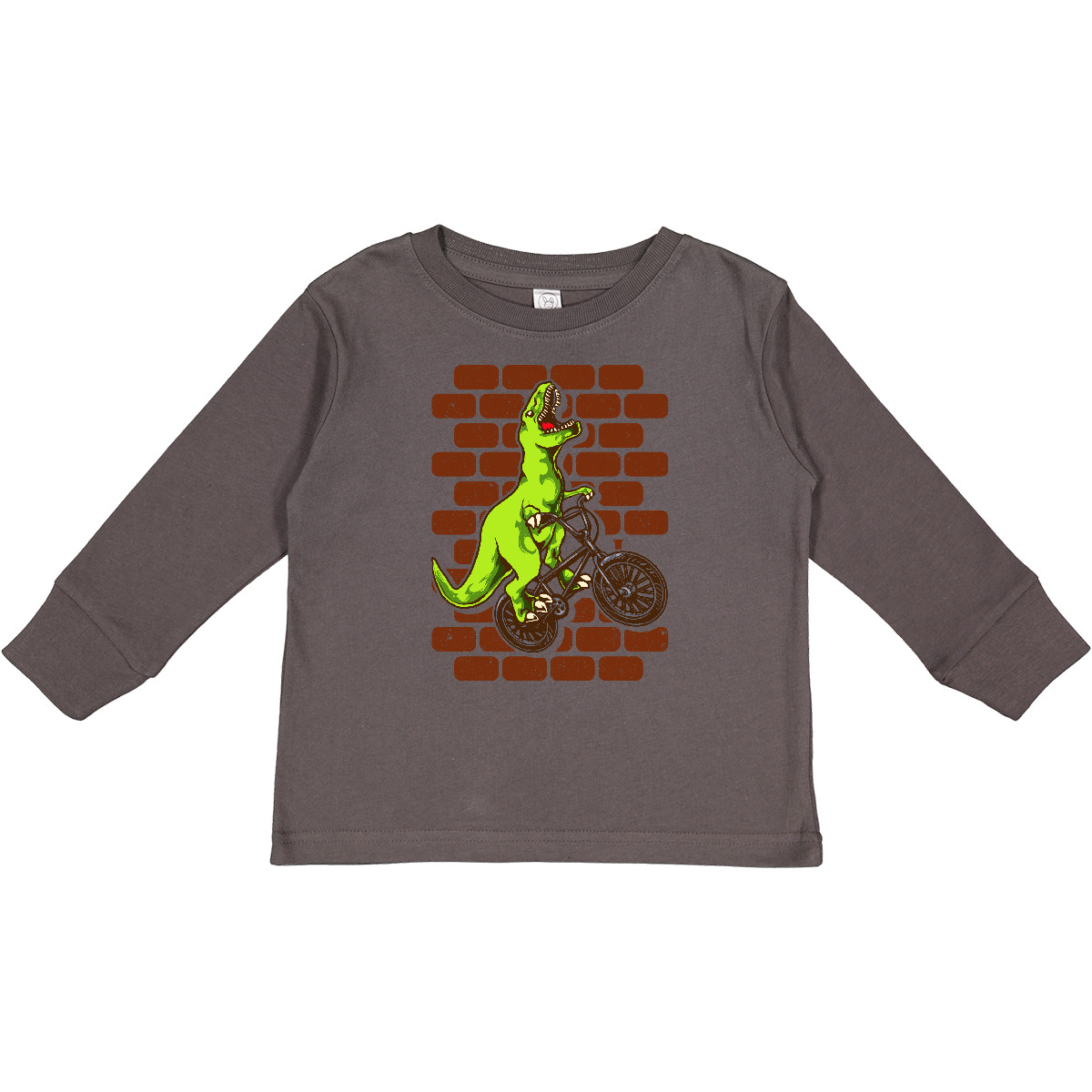 Inktastic BMX Motocross Dinosaur Toddler Long Sleeve T-Shirt Biking Race Dino - Picture 3 of 8