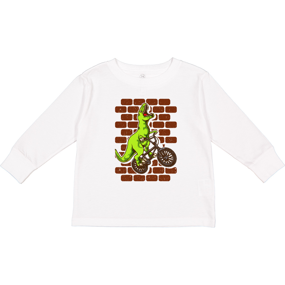 Inktastic BMX Motocross Dinosaur Toddler Long Sleeve T-Shirt Biking Race Dino - Picture 8 of 8
