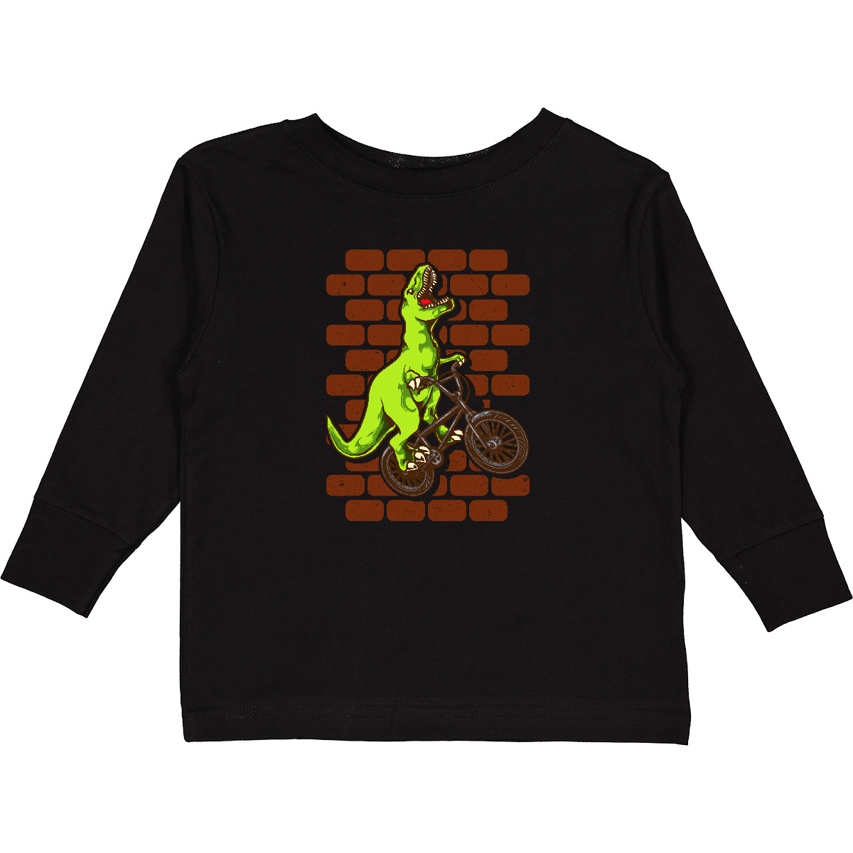 Inktastic BMX Motocross Dinosaur Toddler Long Sleeve T-Shirt Biking Race Dino - Picture 2 of 8