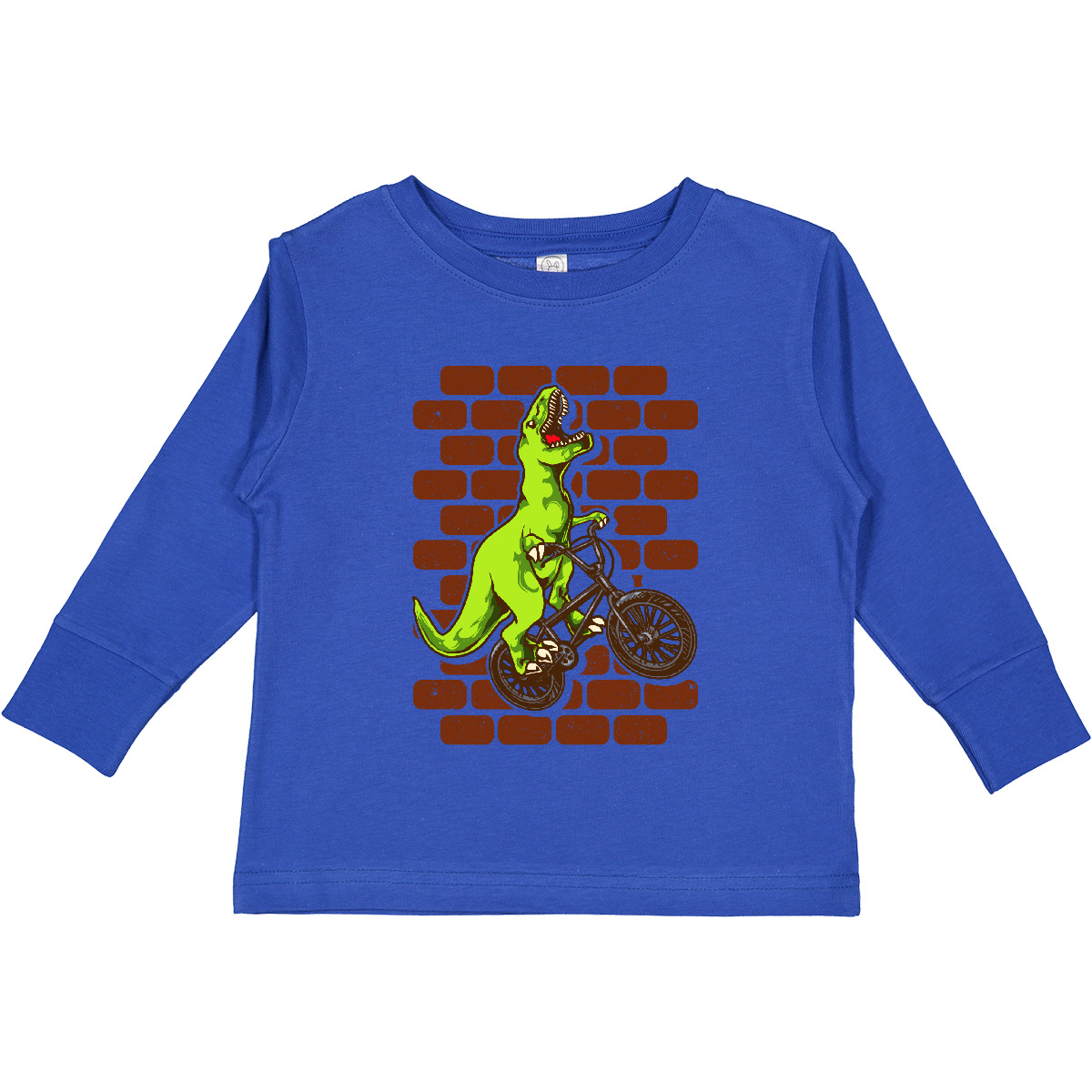 Inktastic BMX Motocross Dinosaur Toddler Long Sleeve T-Shirt Biking Race Dino - Picture 6 of 8