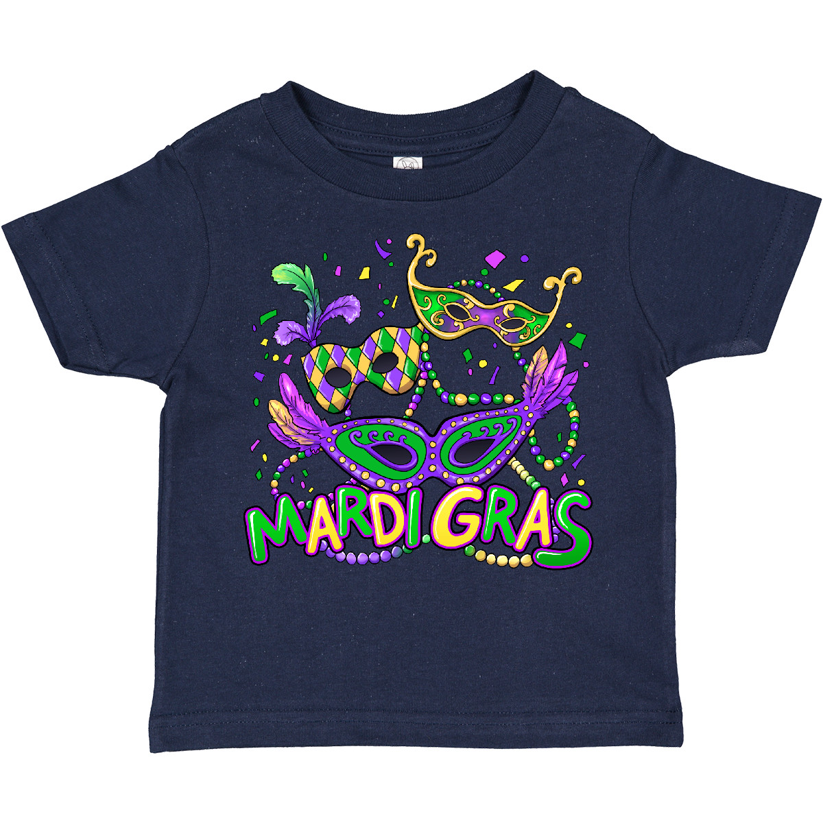 Inktastic Mardi Gras Masks And Beads Toddler T-Shirt Masquerade Celebrate Nola - Picture 8 of 12