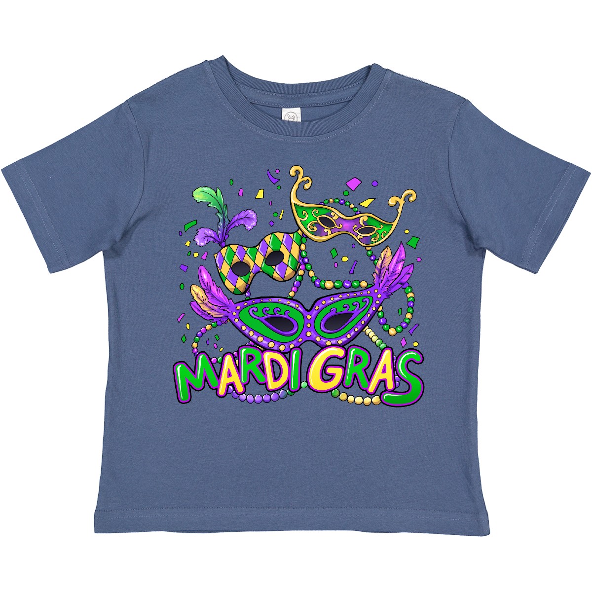 Inktastic Mardi Gras Masks And Beads Toddler T-Shirt Masquerade Celebrate Nola - Picture 5 of 12
