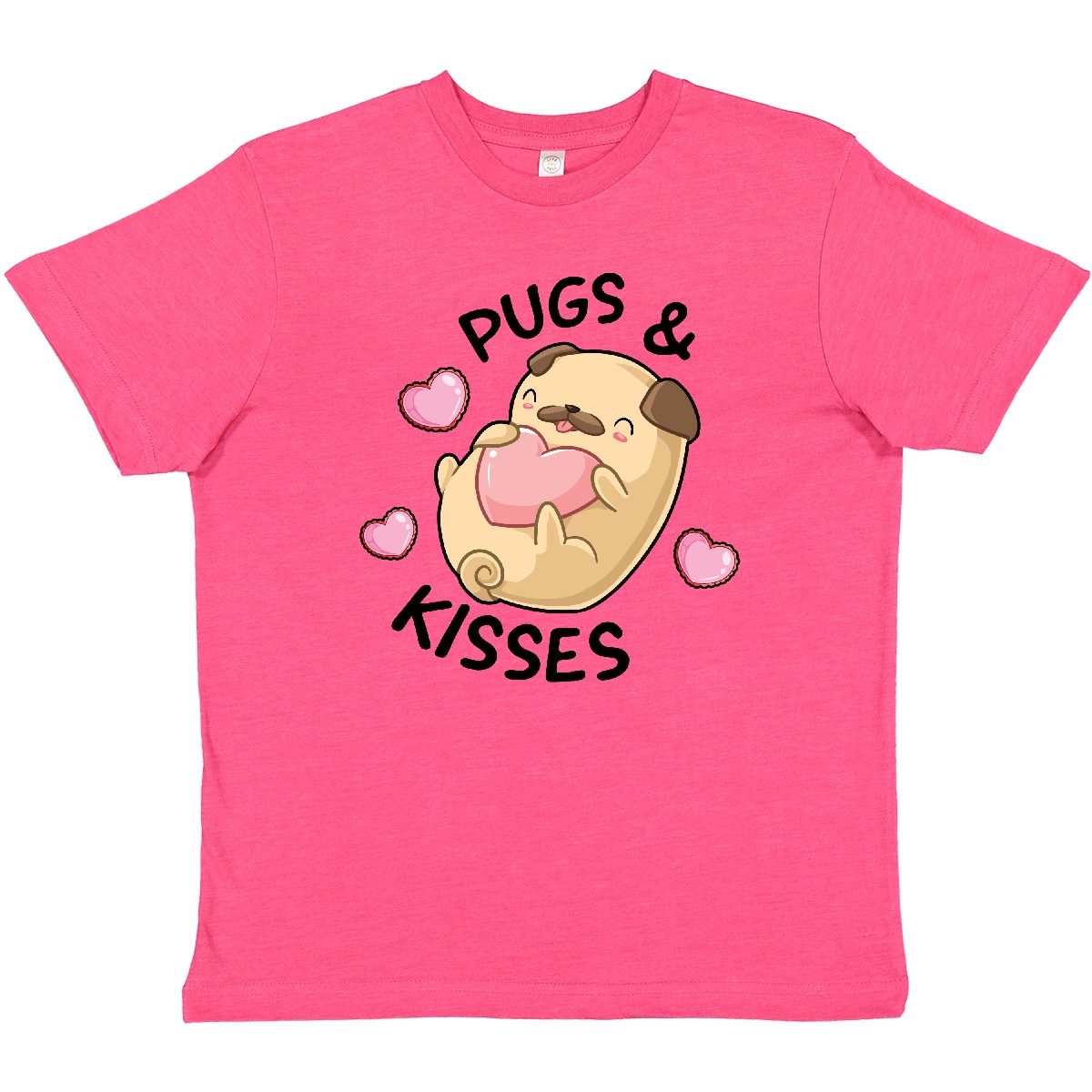 Inktastic Valentines Day Pugs & Kisses With Hearts Youth T-Shirt Kids I Love Dog - Picture 5 of 7