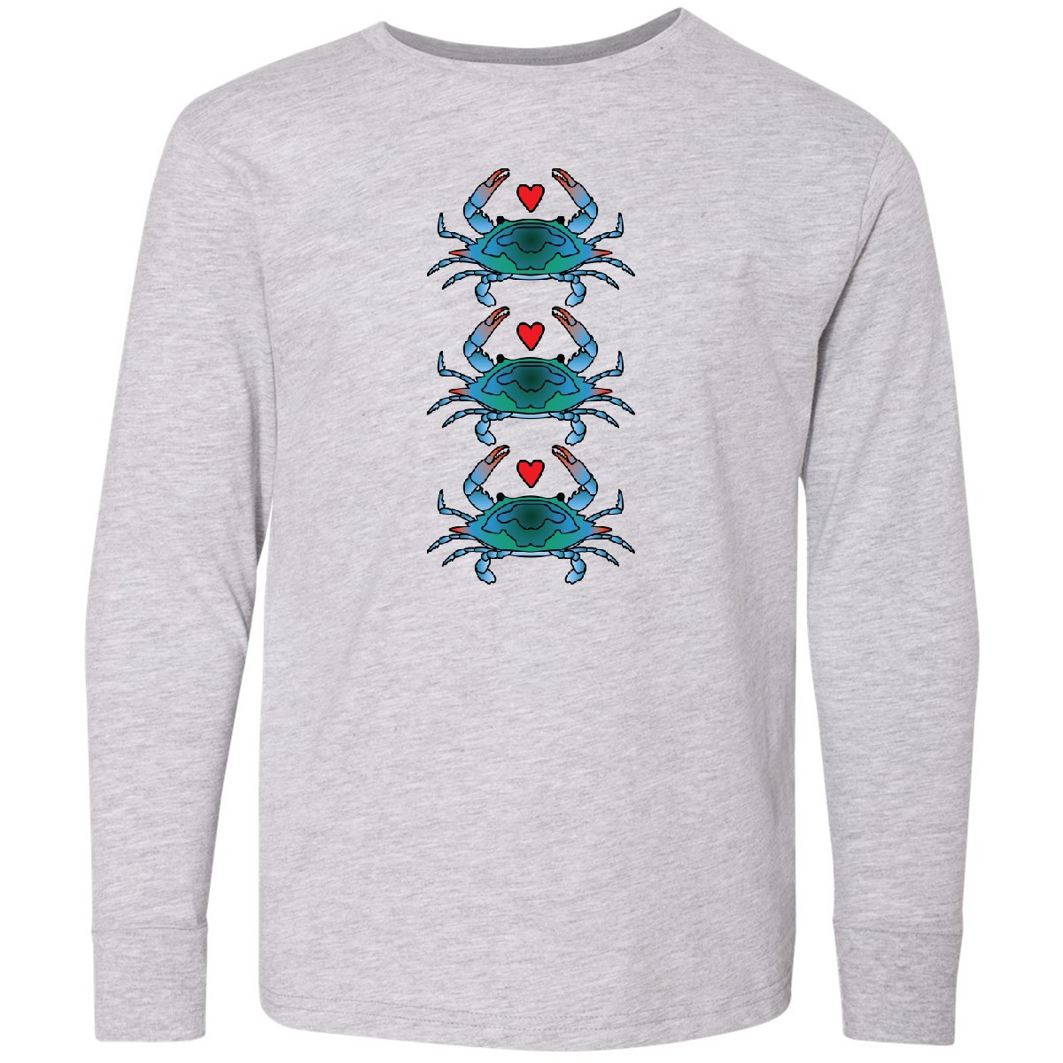 Inktastic Blue Crab Lover Youth Long Sleeve T-Shirt Seafood Trip Beach Ocean Tee - Picture 3 of 5
