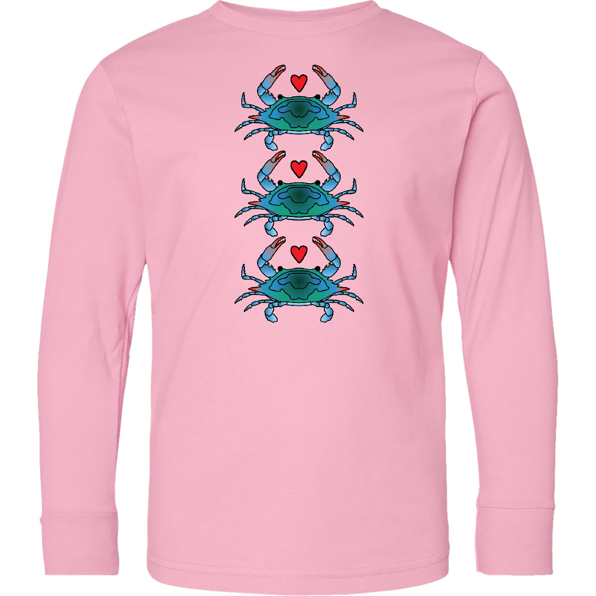 Inktastic Blue Crab Lover Youth Long Sleeve T-Shirt Seafood Trip Beach Ocean Tee - Picture 4 of 5