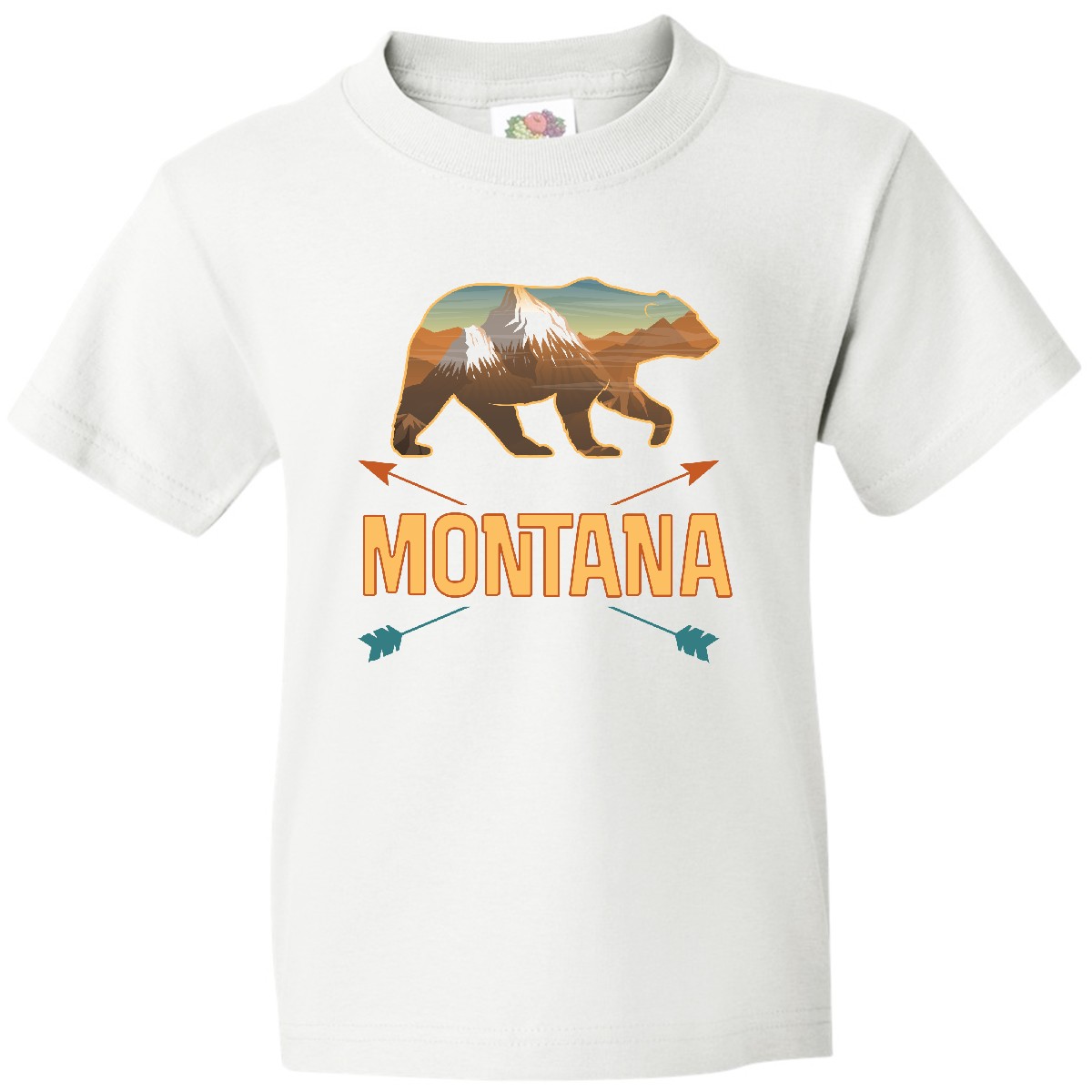 Inktastic Montana Vacation Bear Silhouette Youth T-Shirt Tribal Travel Summer - Picture 4 of 4