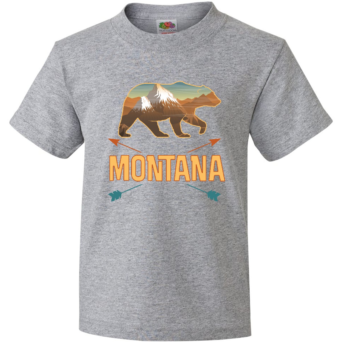 Inktastic Montana Vacation Bear Silhouette Youth T-Shirt Tribal Travel Summer - Picture 2 of 4