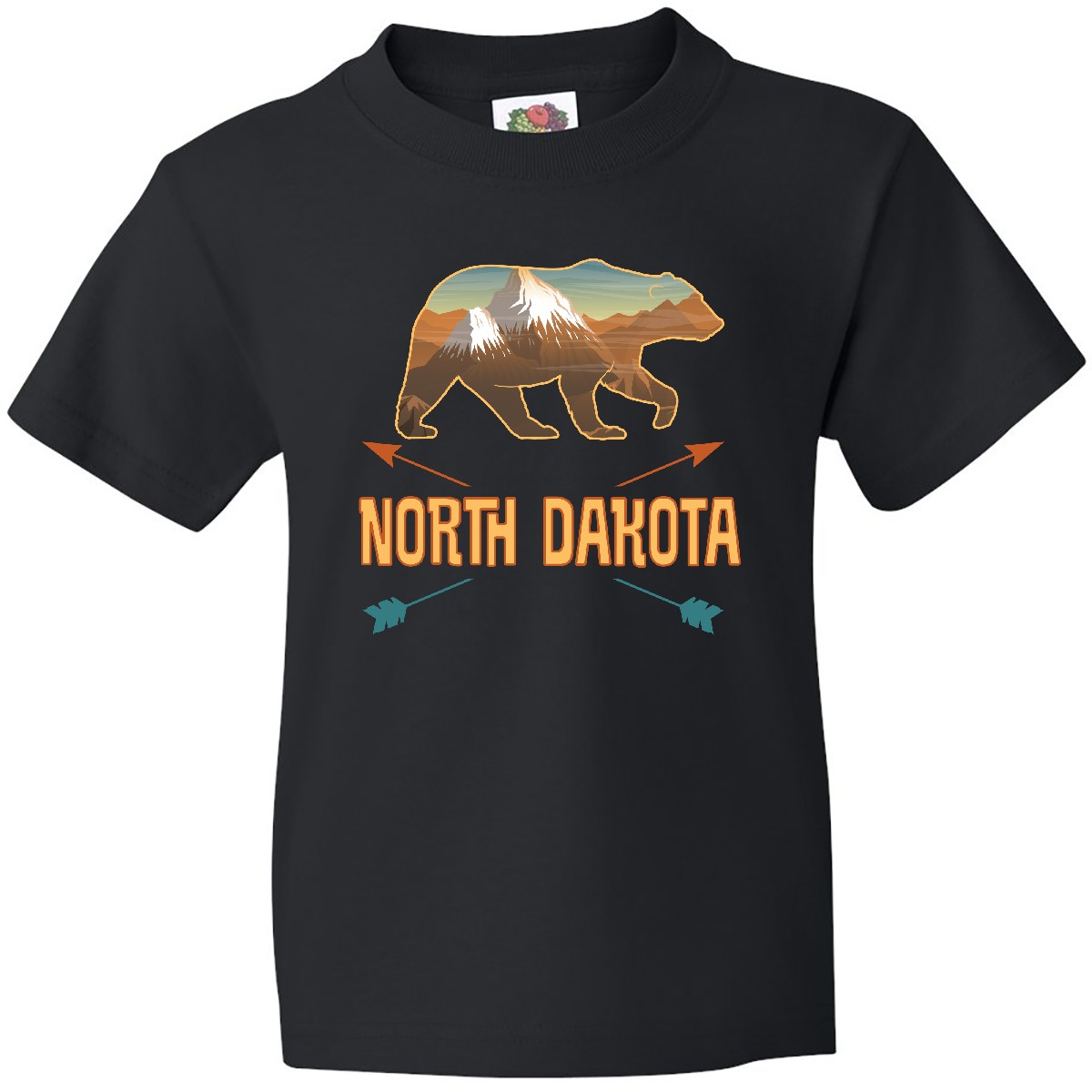 Inktastic North Dakota Vacation Bear Silhouette Youth T-Shirt Tribal Travel Tee - Picture 2 of 3