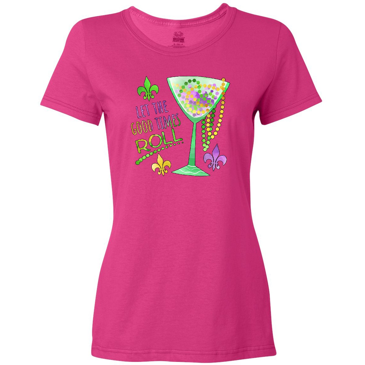 Inktastic Let The Good Times Roll Mardi Gras Goblet And Beads Women's T-Shirt De - Picture 3 of 4