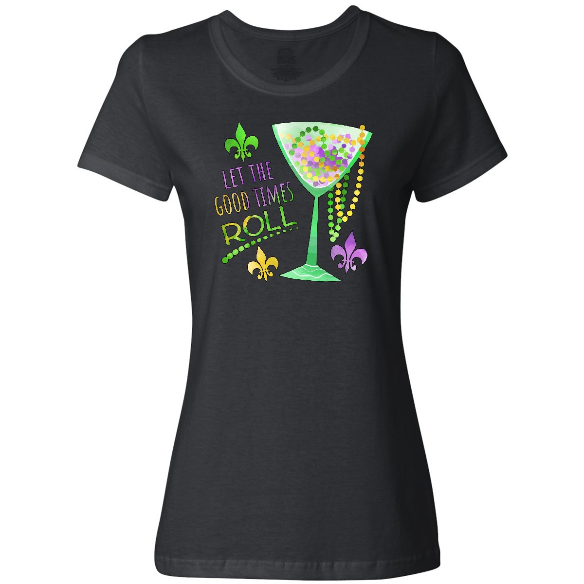 Inktastic Let The Good Times Roll Mardi Gras Goblet And Beads Women's T-Shirt De - Picture 2 of 4