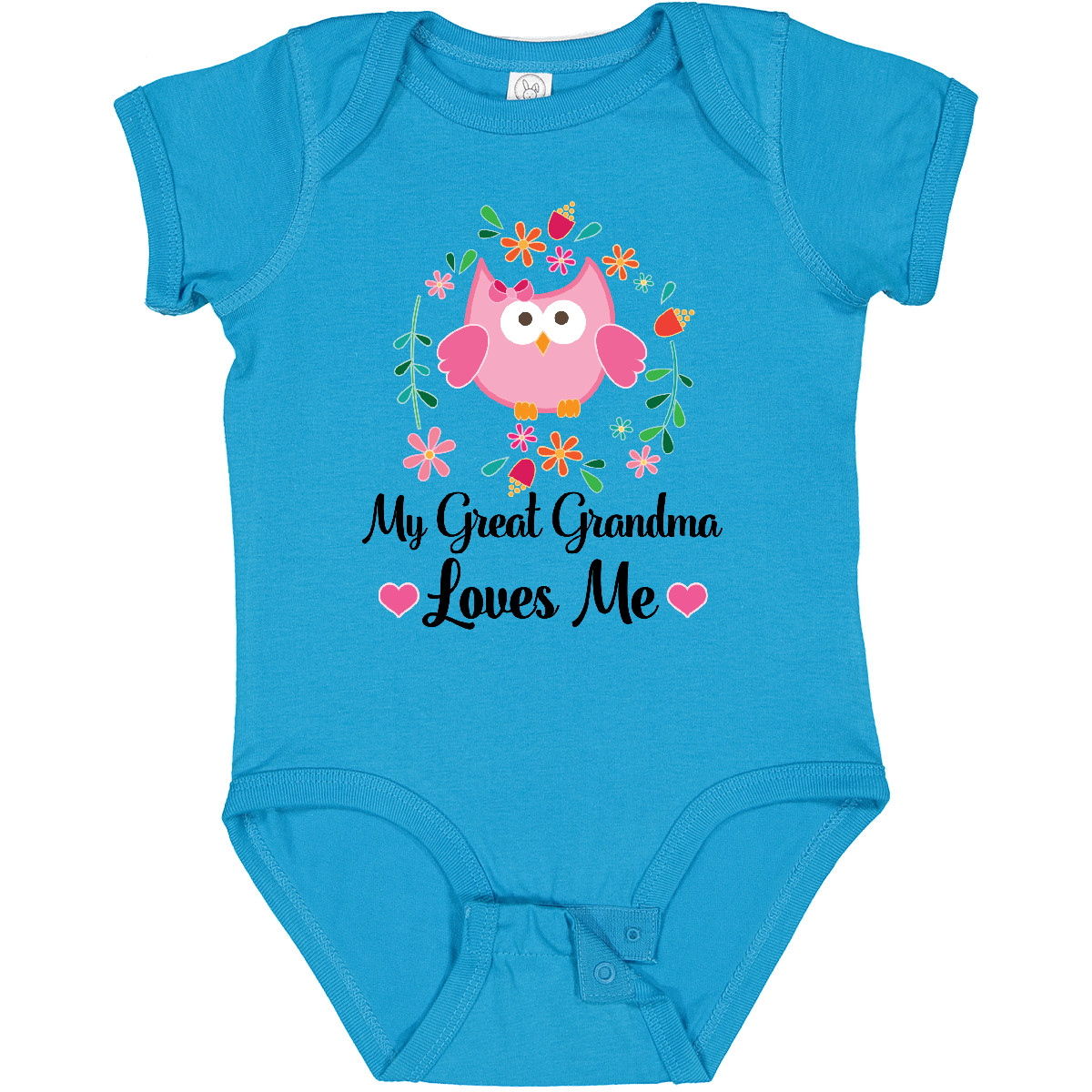 Inktastic My Great Grandma Loves Me Owl Baby Bodysuit Pink Flowered One-piece - Picture 10 of 12
