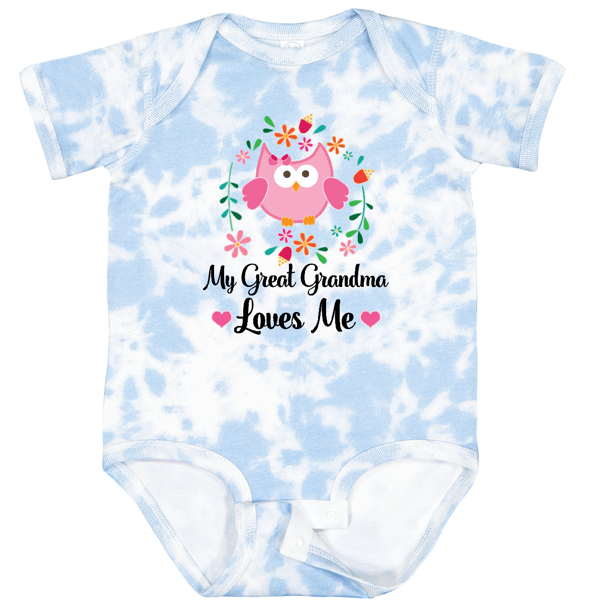 Inktastic My Great Grandma Loves Me Owl Baby Bodysuit Pink Flowered One-piece - Picture 9 of 12