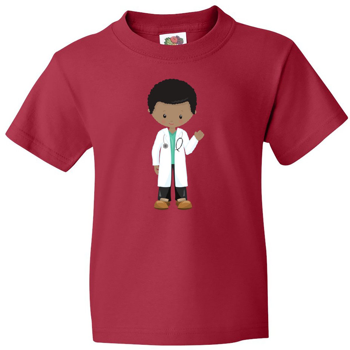 Inktastic African American Boy, Doctor, Lab Coat, Medicine Youth T-Shirt Black - Picture 6 of 8