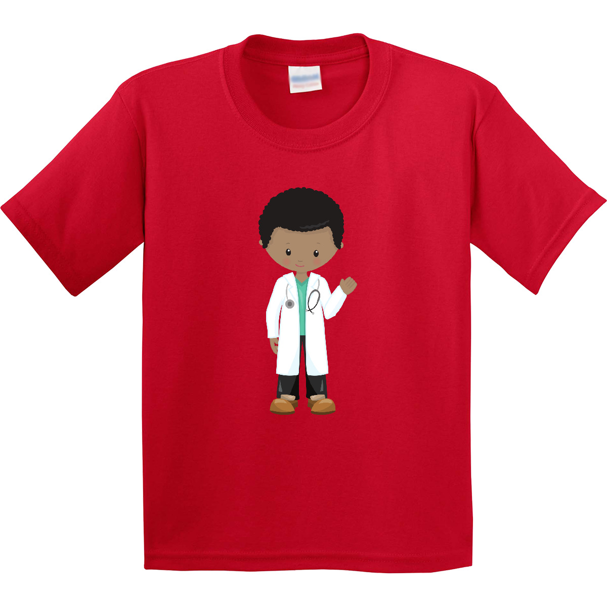 Inktastic African American Boy, Doctor, Lab Coat, Medicine Youth T-Shirt Black - Picture 6 of 8