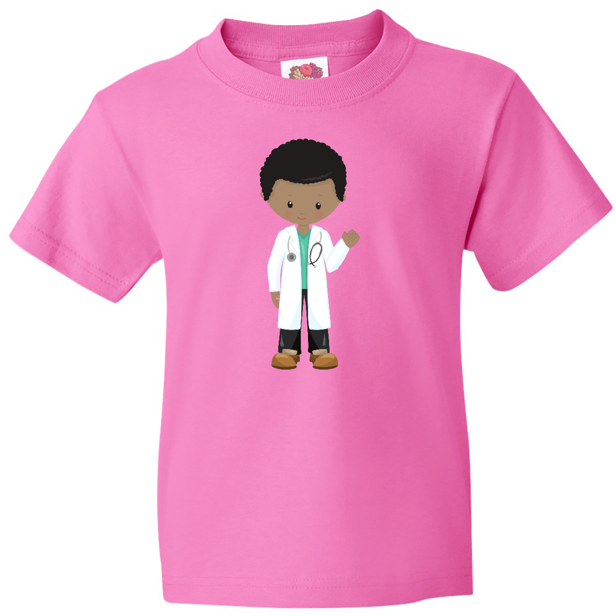 Inktastic African American Boy, Doctor, Lab Coat, Medicine Youth T-Shirt Black - Picture 2 of 8