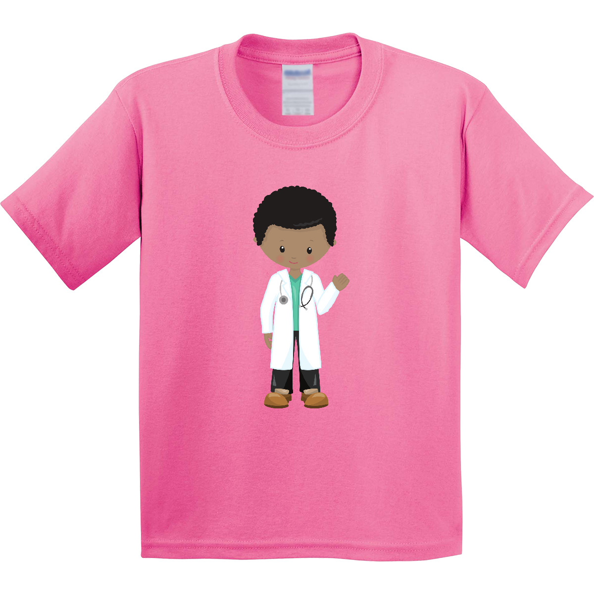 Inktastic African American Boy, Doctor, Lab Coat, Medicine Youth T-Shirt Black - Picture 2 of 8