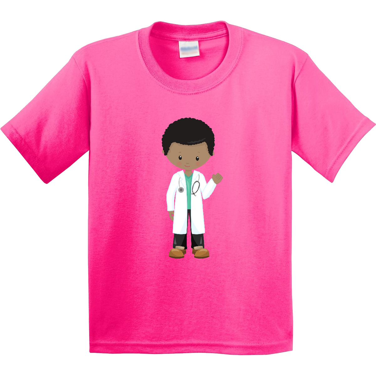 Inktastic African American Boy, Doctor, Lab Coat, Medicine Youth T-Shirt Black - Picture 5 of 8