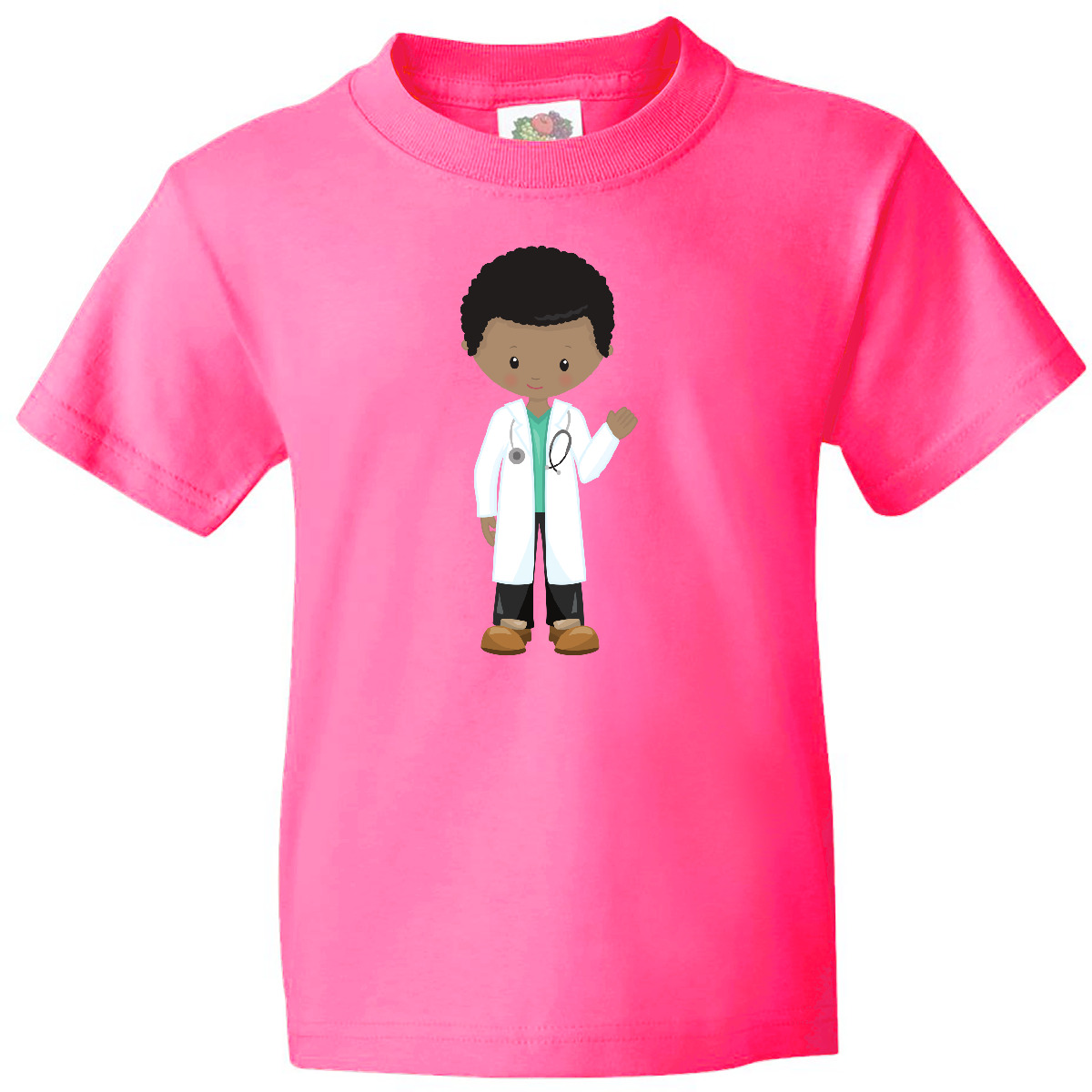 Inktastic African American Boy, Doctor, Lab Coat, Medicine Youth T-Shirt Black - Picture 5 of 8