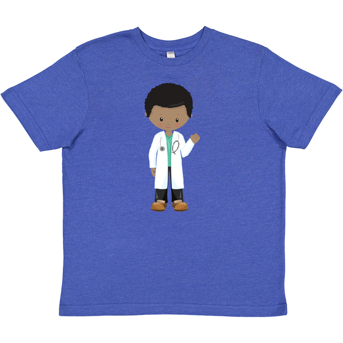 Inktastic African American Boy, Doctor, Lab Coat, Medicine Youth T-Shirt Black - Picture 8 of 8