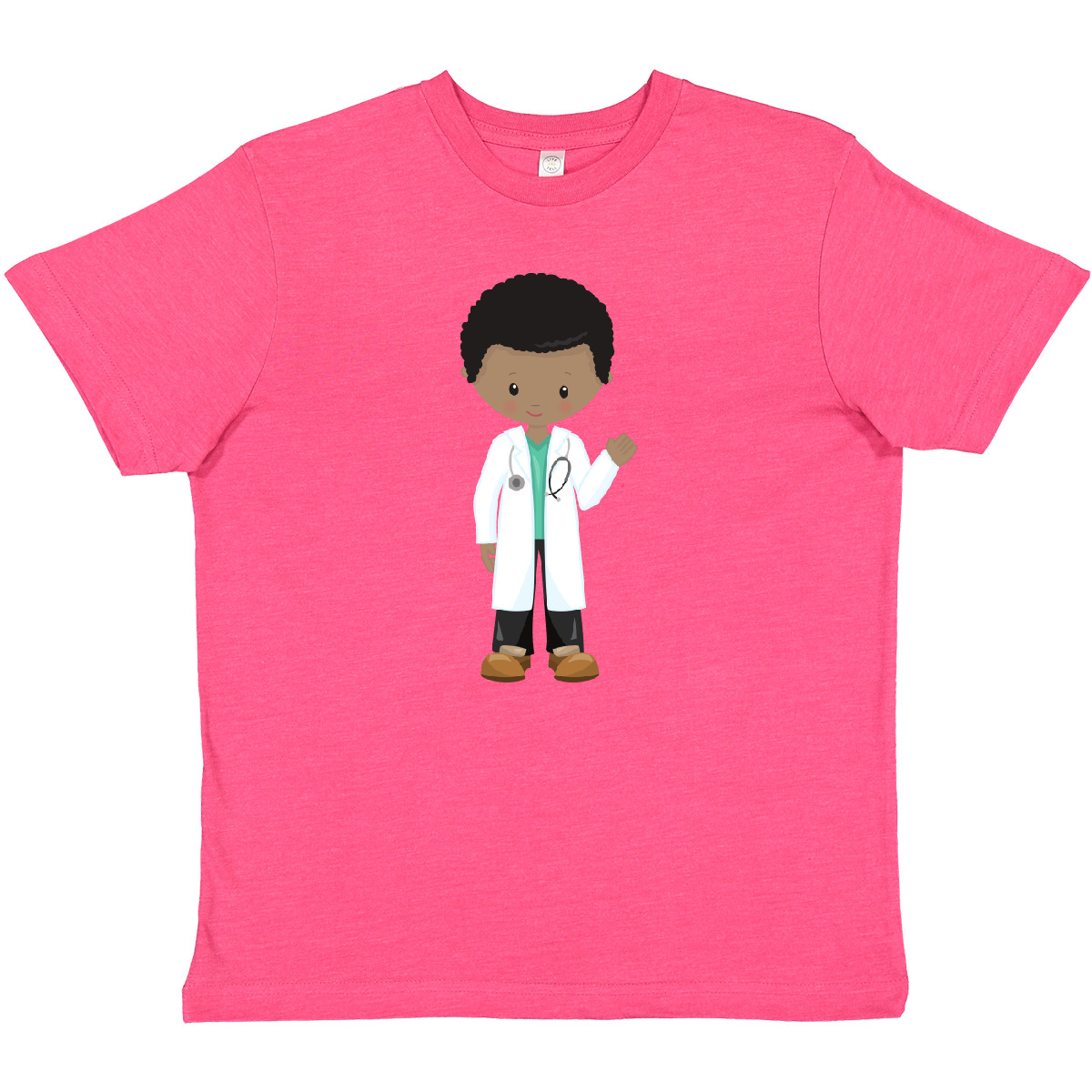 Inktastic African American Boy, Doctor, Lab Coat, Medicine Youth T-Shirt Black - Picture 7 of 8