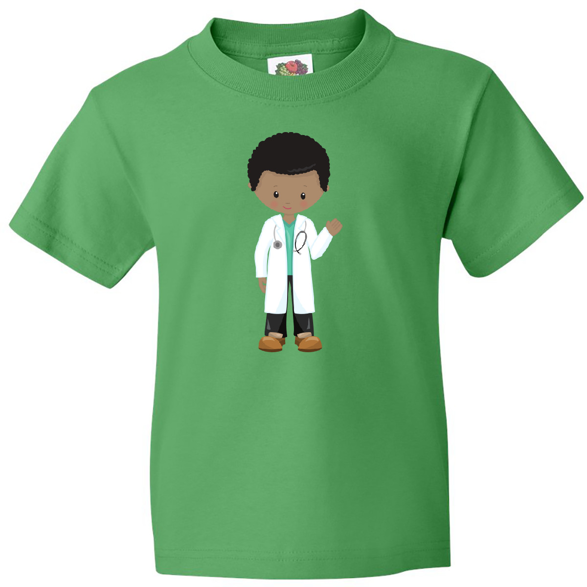 Inktastic African American Boy, Doctor, Lab Coat, Medicine Youth T-Shirt Black - Picture 4 of 8