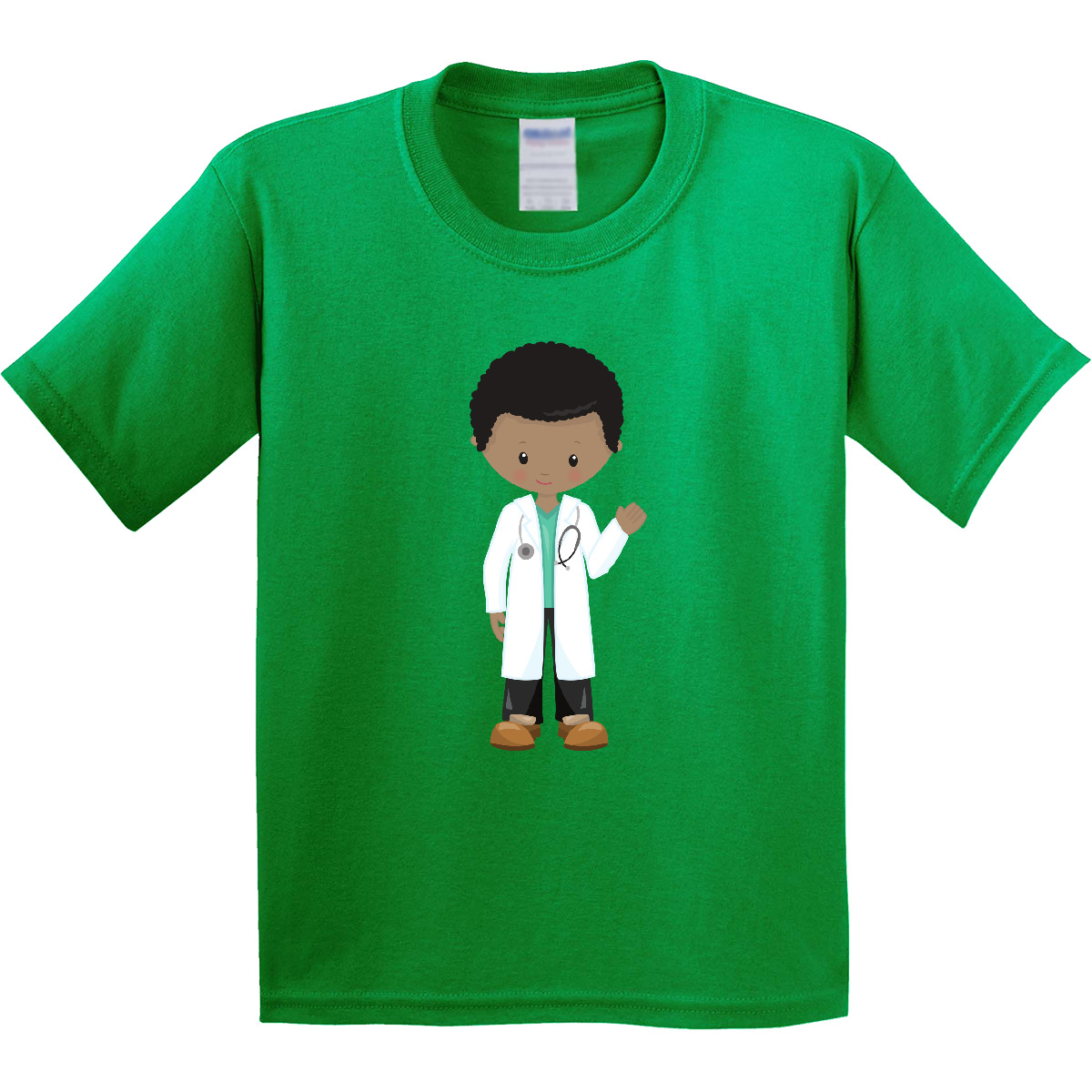 Inktastic African American Boy, Doctor, Lab Coat, Medicine Youth T-Shirt Black - Picture 4 of 8