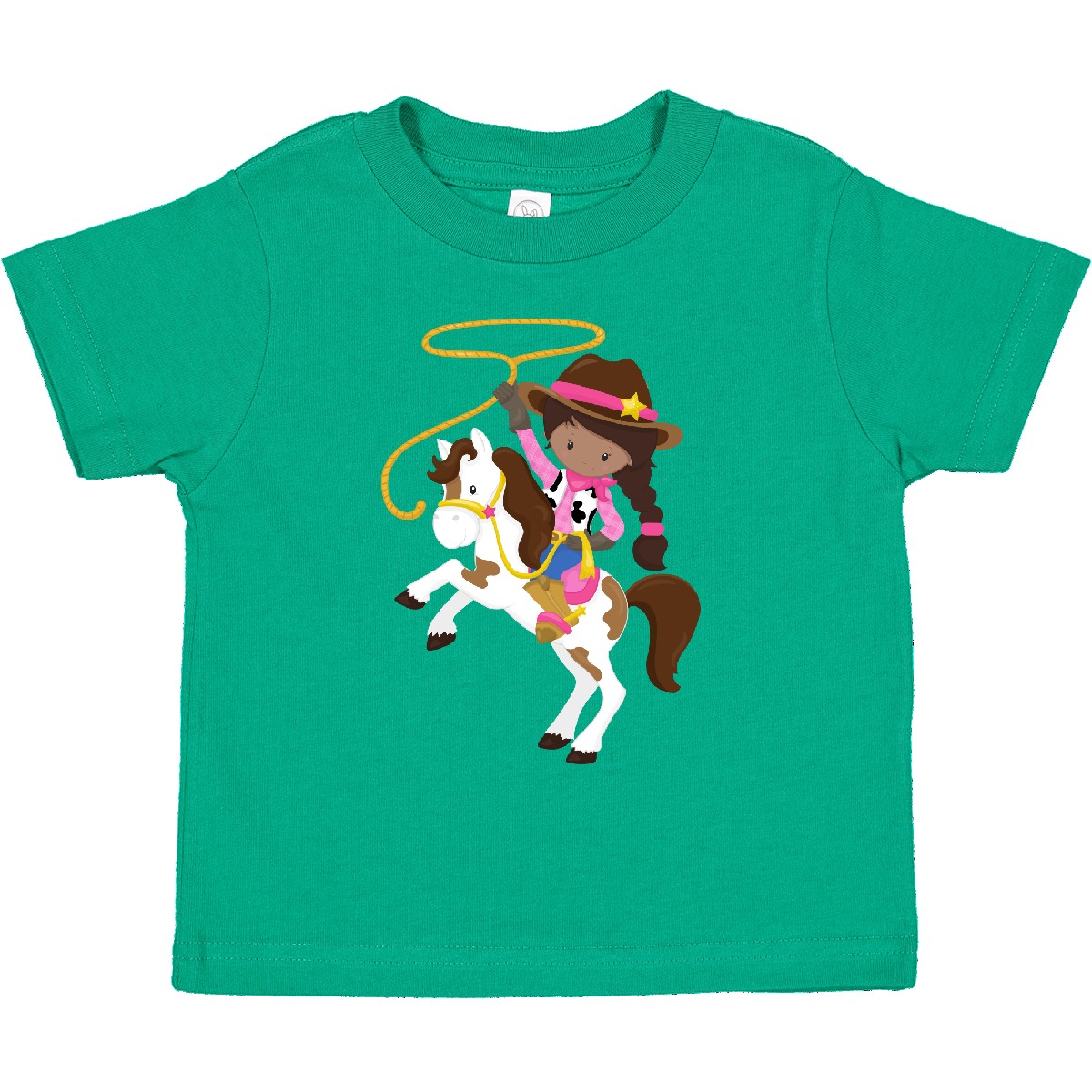 Inktastic African American Girl, Cowgirl, Sheriff, Lasso Toddler T-Shirt Black - Bild 6 von 9