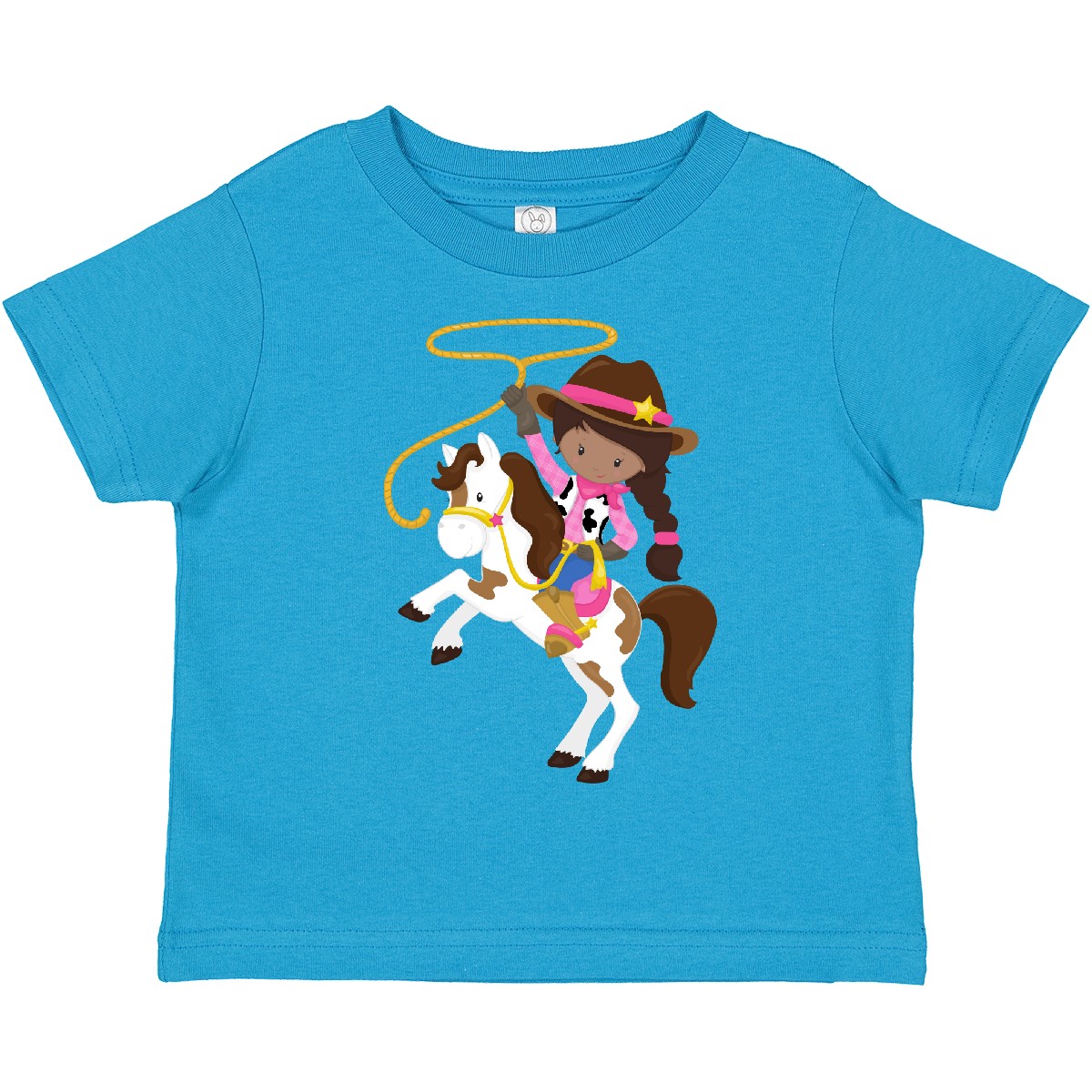 Inktastic African American Girl, Cowgirl, Sheriff, Lasso Toddler T-Shirt Black - Bild 9 von 9