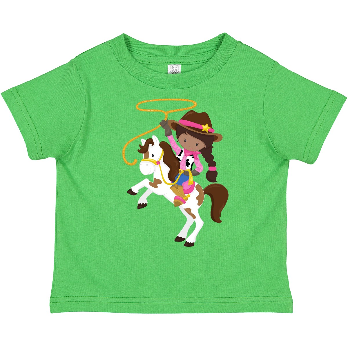 Inktastic African American Girl, Cowgirl, Sheriff, Lasso Toddler T-Shirt Black - Bild 2 von 9