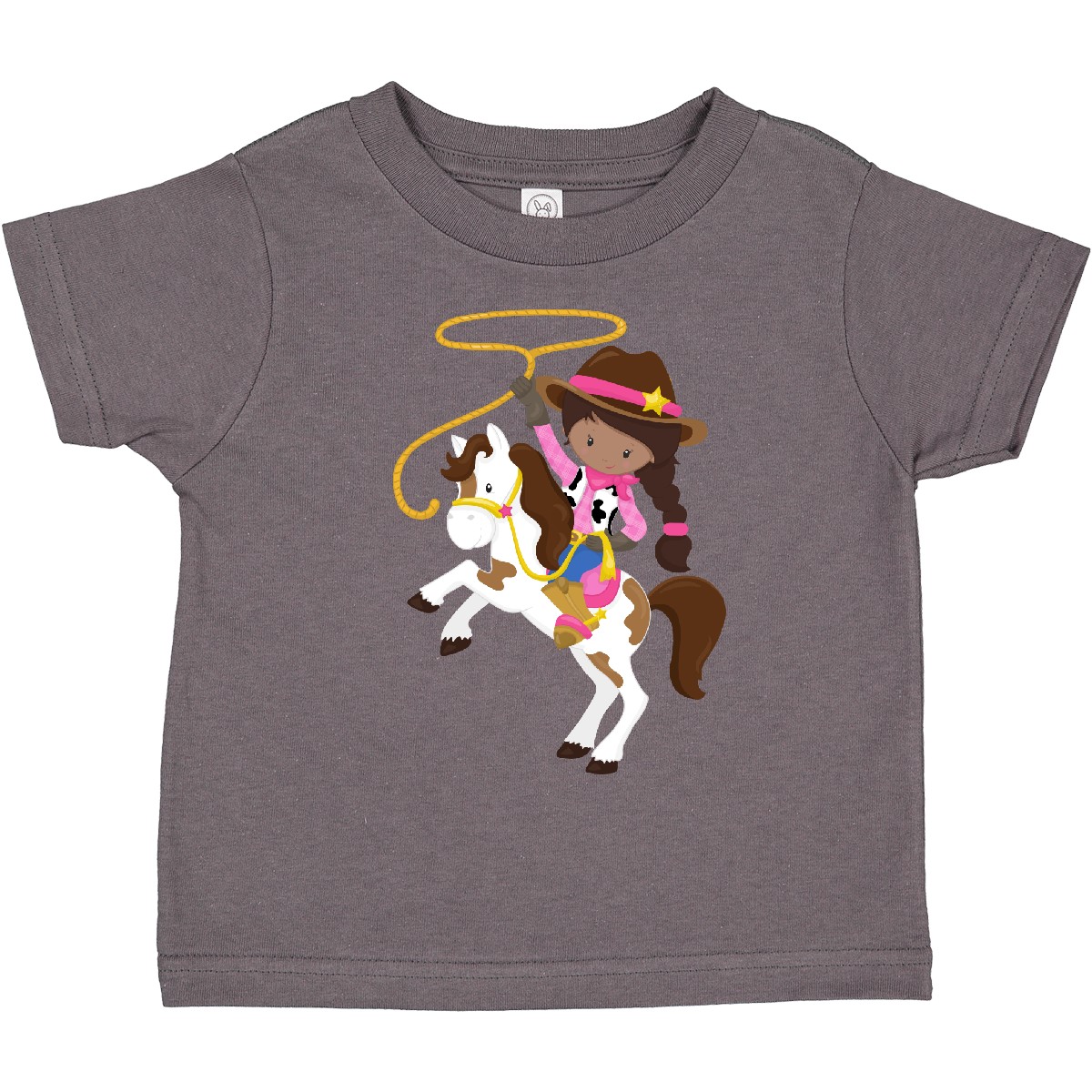 Inktastic African American Girl, Cowgirl, Sheriff, Lasso Toddler T-Shirt Black - Bild 3 von 9