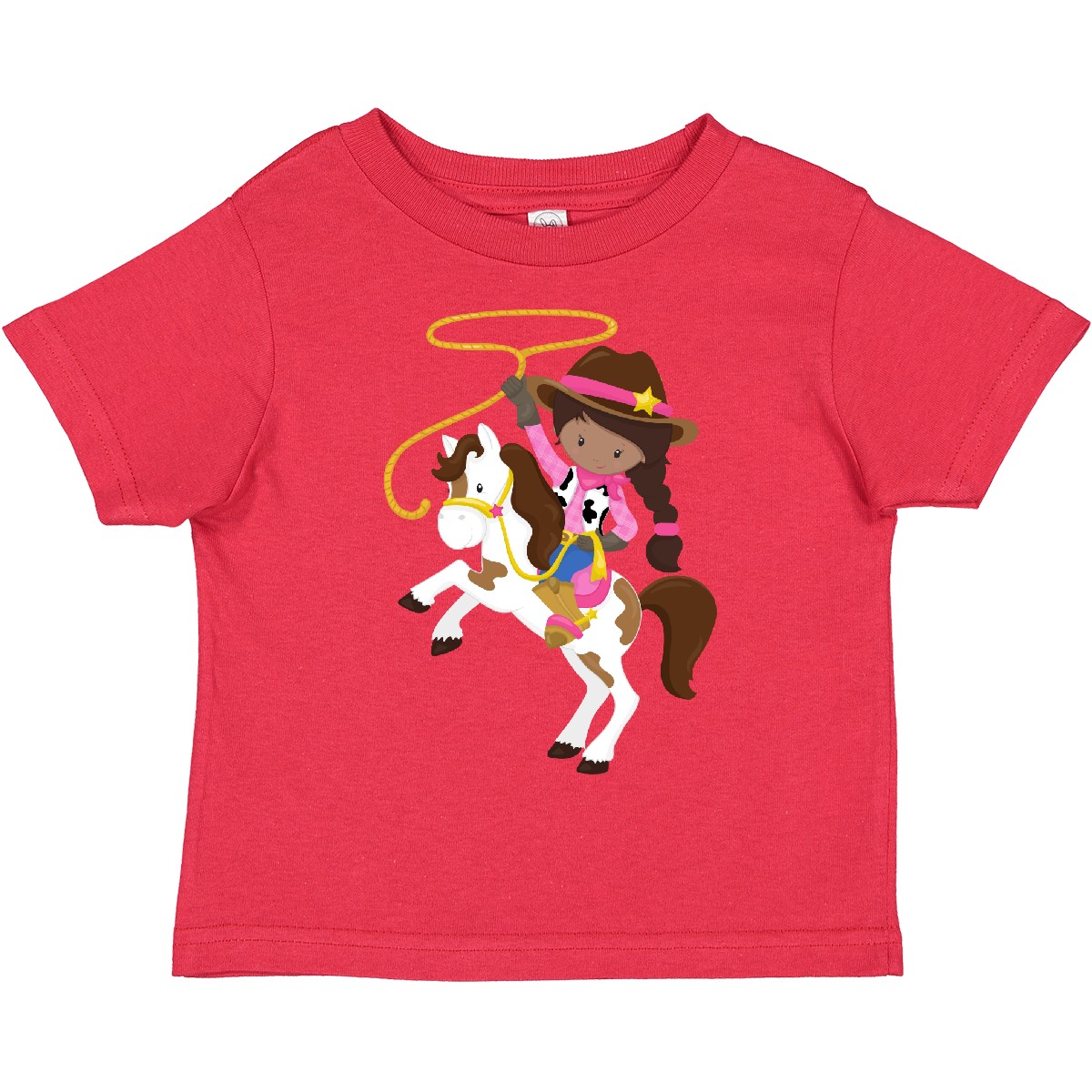 Inktastic African American Girl, Cowgirl, Sheriff, Lasso Toddler T-Shirt Black - Bild 7 von 9