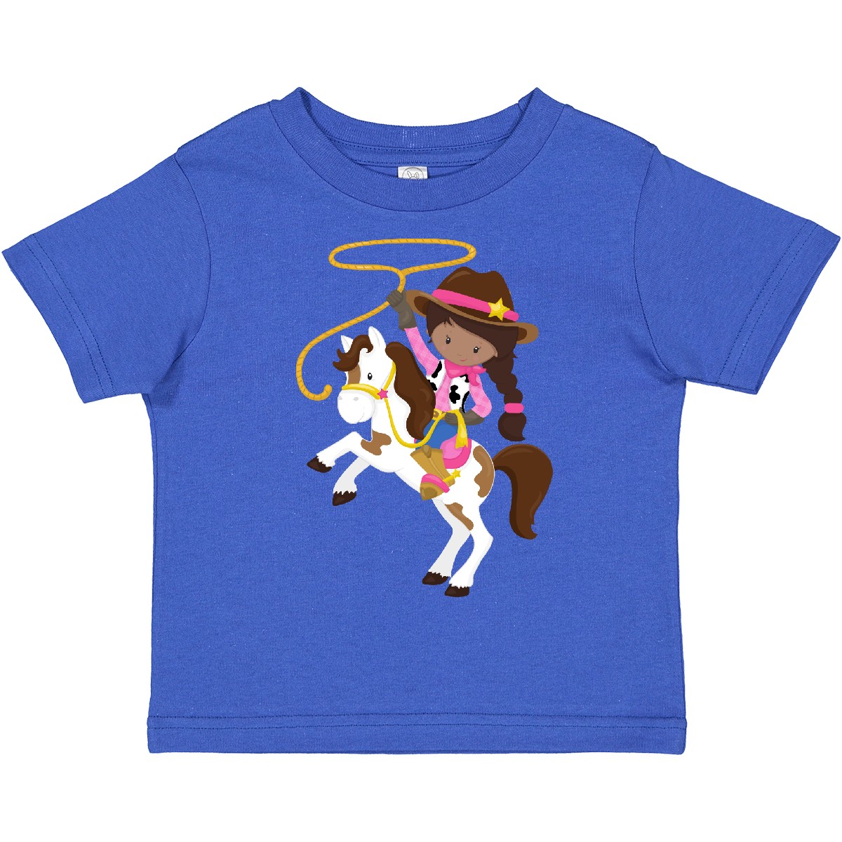 Inktastic African American Girl, Cowgirl, Sheriff, Lasso Toddler T-Shirt Black - Bild 8 von 9