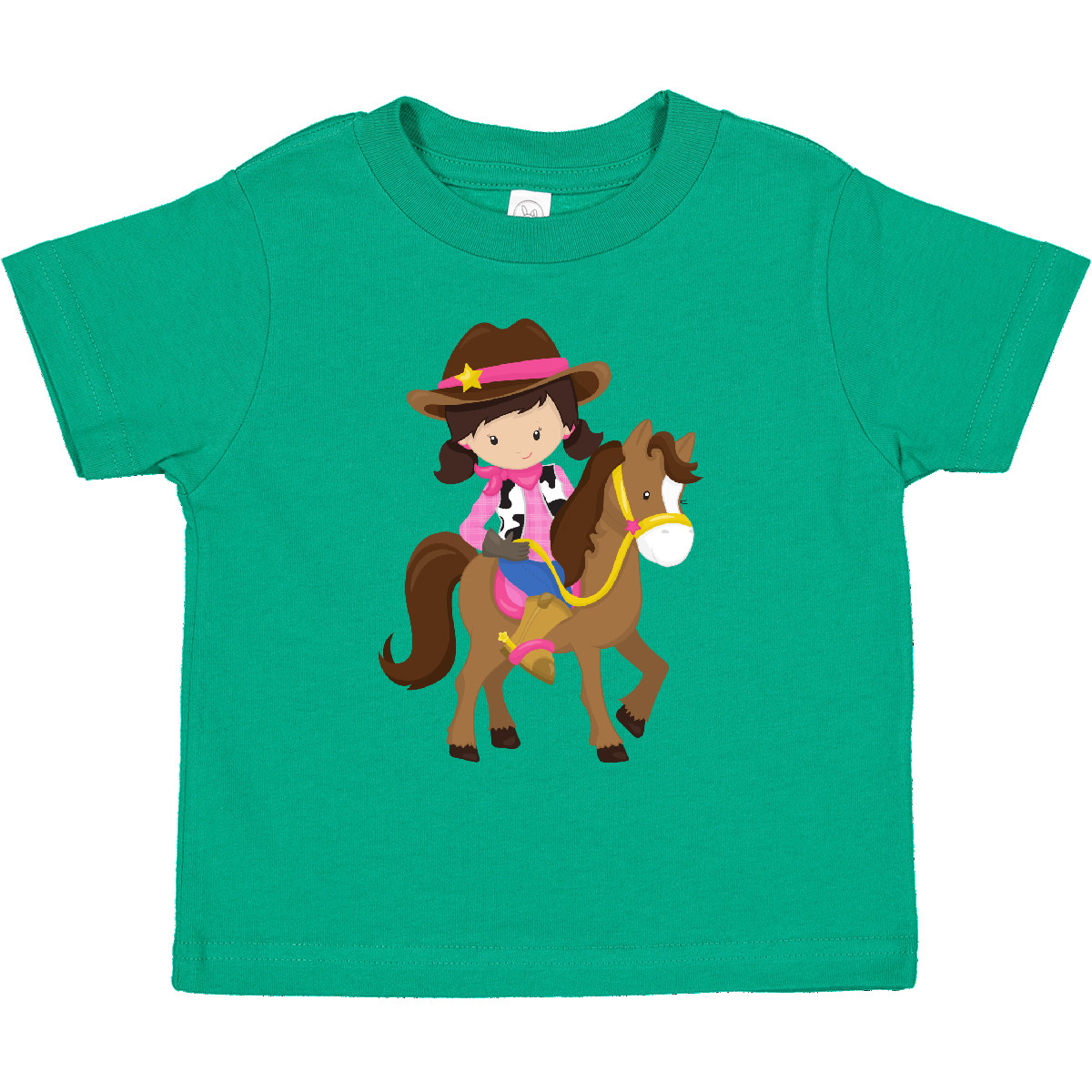 T-Shirt Inktastic Cowgirl, Sheriff, Pferd, Western, braune Haare Kleinkind süß Mädchen - Bild 5 von 8