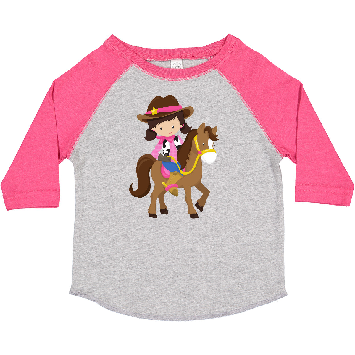 T-Shirt Inktastic Cowgirl, Sheriff, Pferd, Western, braune Haare Kleinkind süß Mädchen - Bild 4 von 8