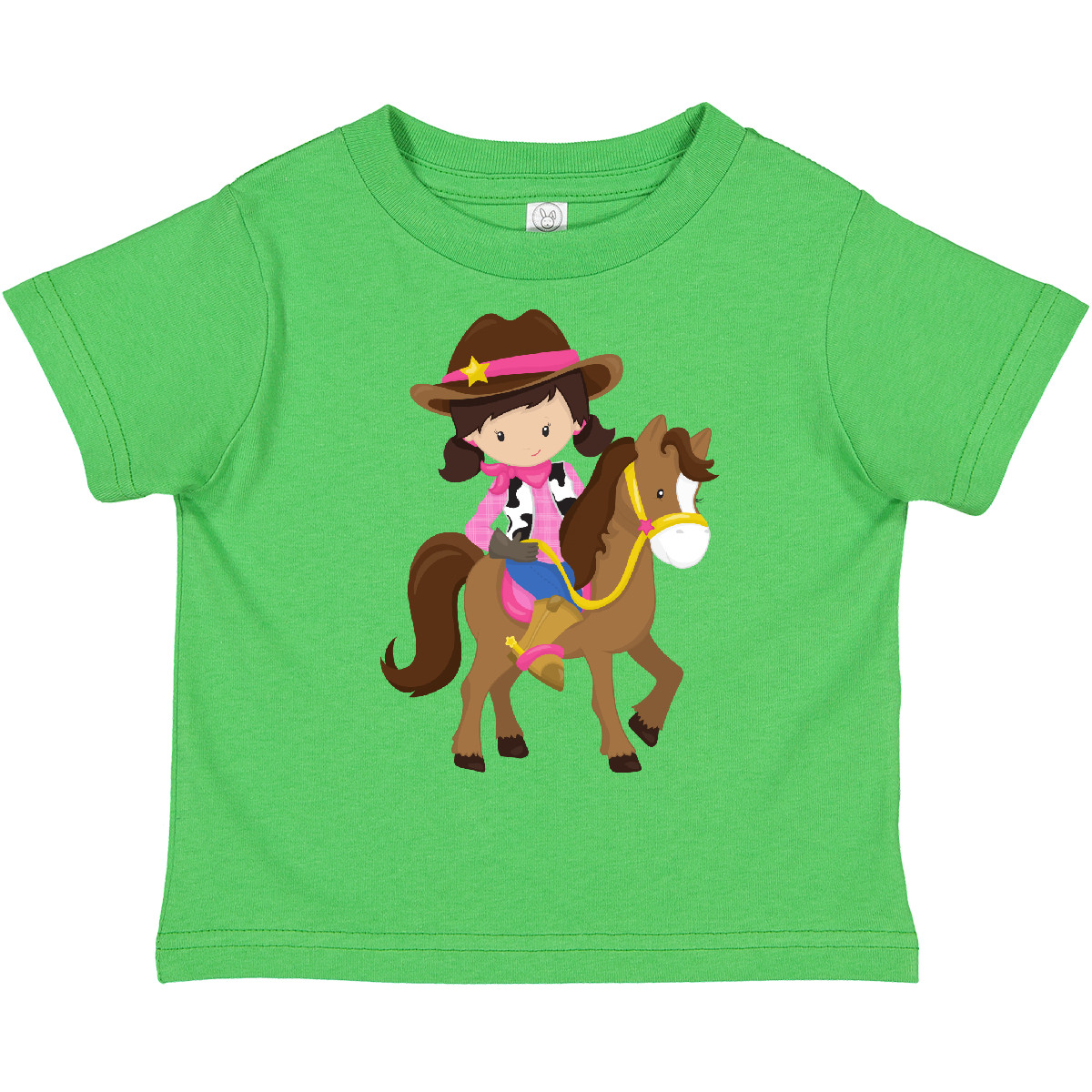 T-Shirt Inktastic Cowgirl, Sheriff, Pferd, Western, braune Haare Kleinkind süß Mädchen - Bild 2 von 8