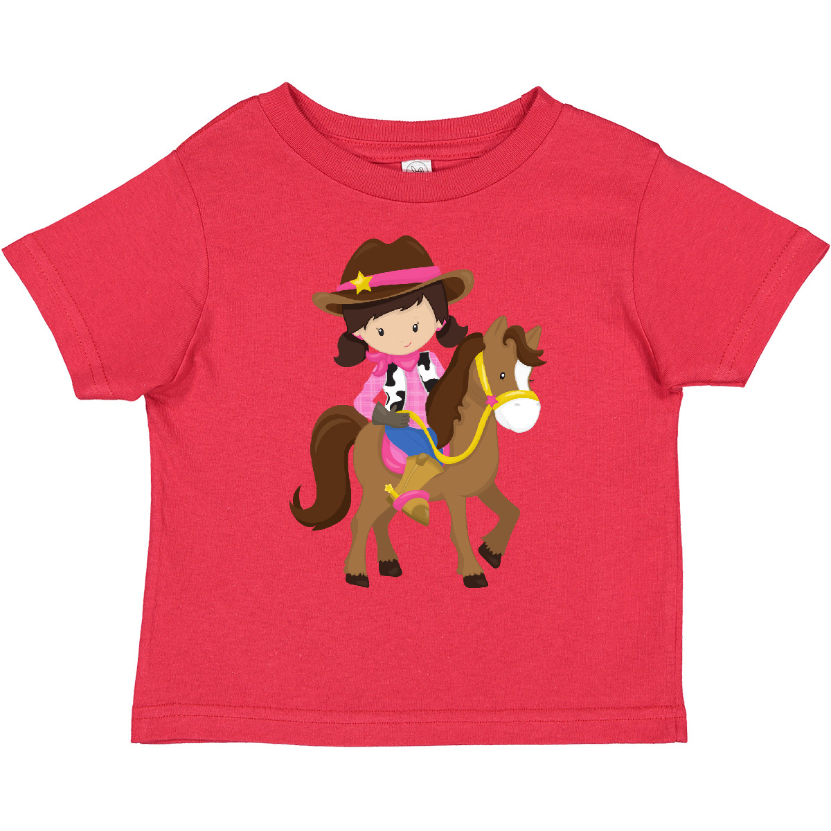T-Shirt Inktastic Cowgirl, Sheriff, Pferd, Western, braune Haare Kleinkind süß Mädchen - Bild 7 von 8