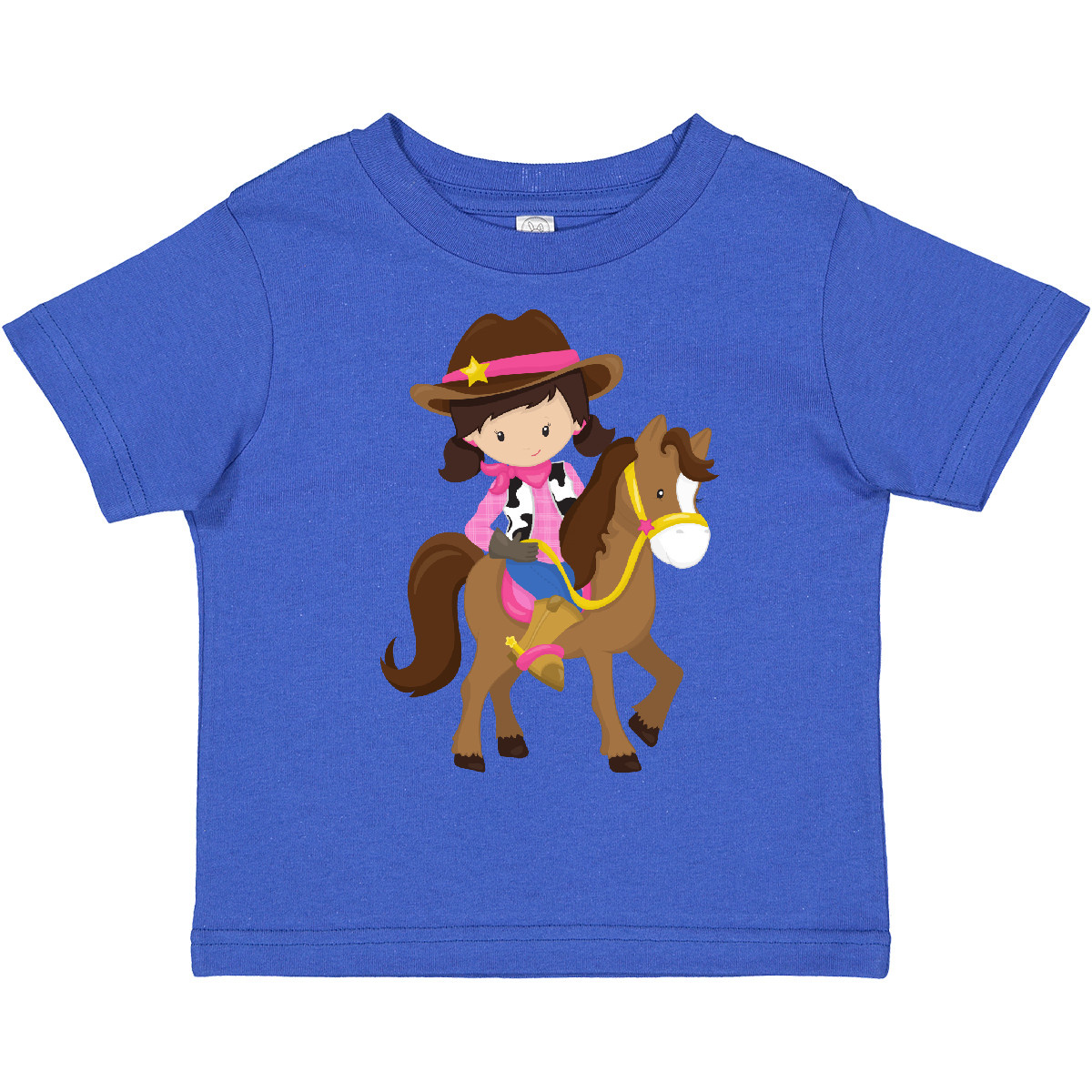T-Shirt Inktastic Cowgirl, Sheriff, Pferd, Western, braune Haare Kleinkind süß Mädchen - Bild 8 von 8
