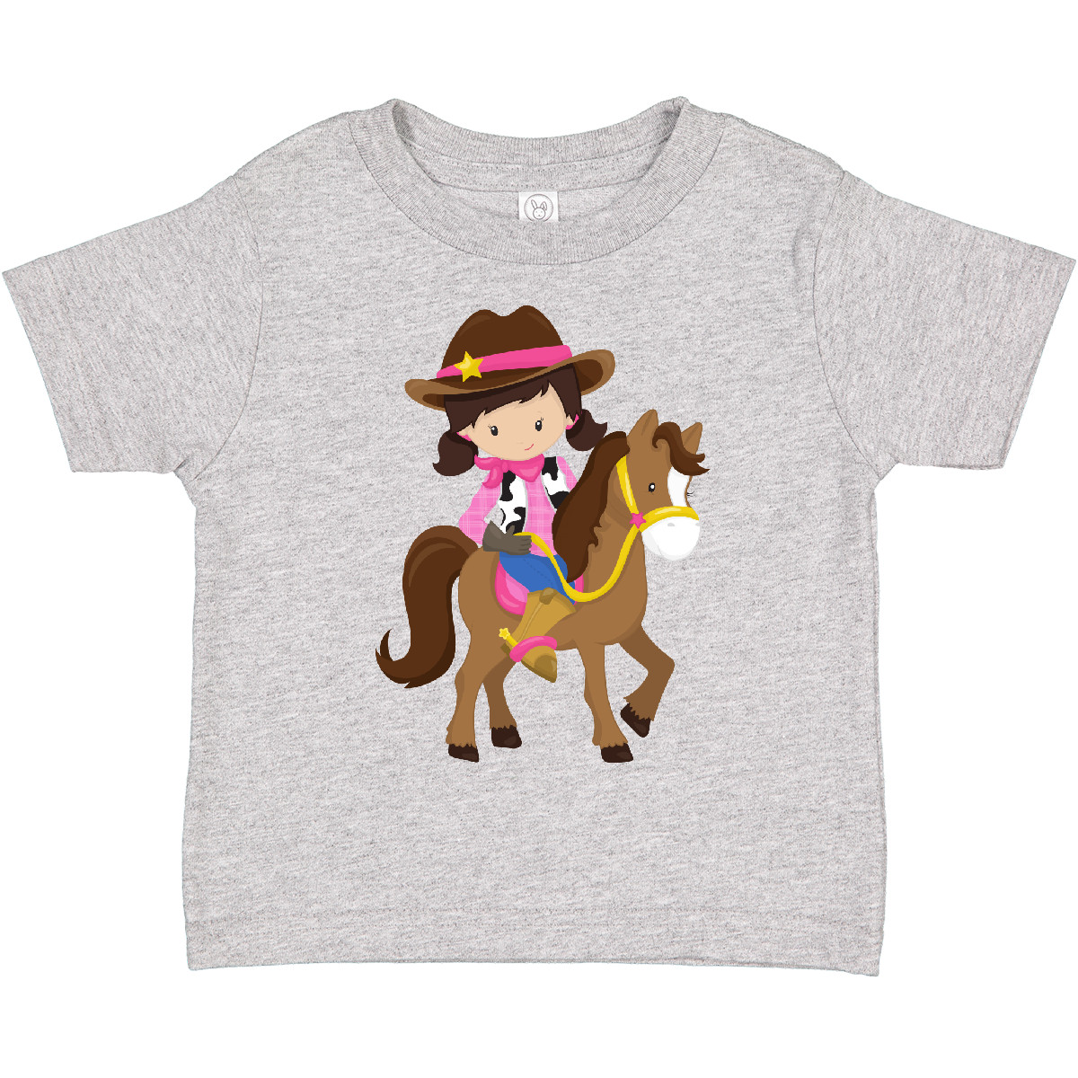T-Shirt Inktastic Cowgirl, Sheriff, Pferd, Western, braune Haare Kleinkind süß Mädchen - Bild 3 von 8