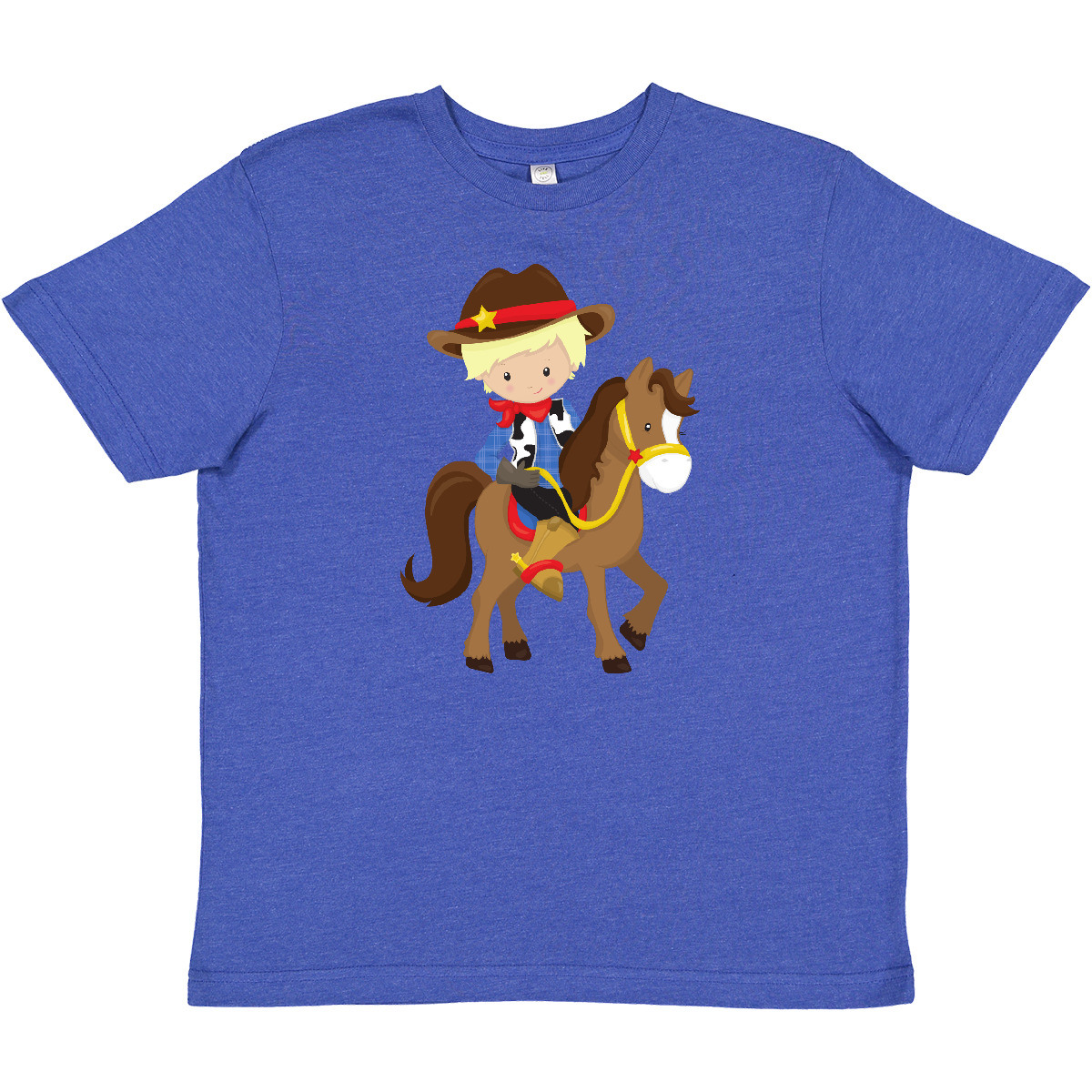 Inktastic Cowboy, Sheriff, Horse, Western, Blond Hair Youth T-Shirt Cute Boy Hat - Bild 8 von 8