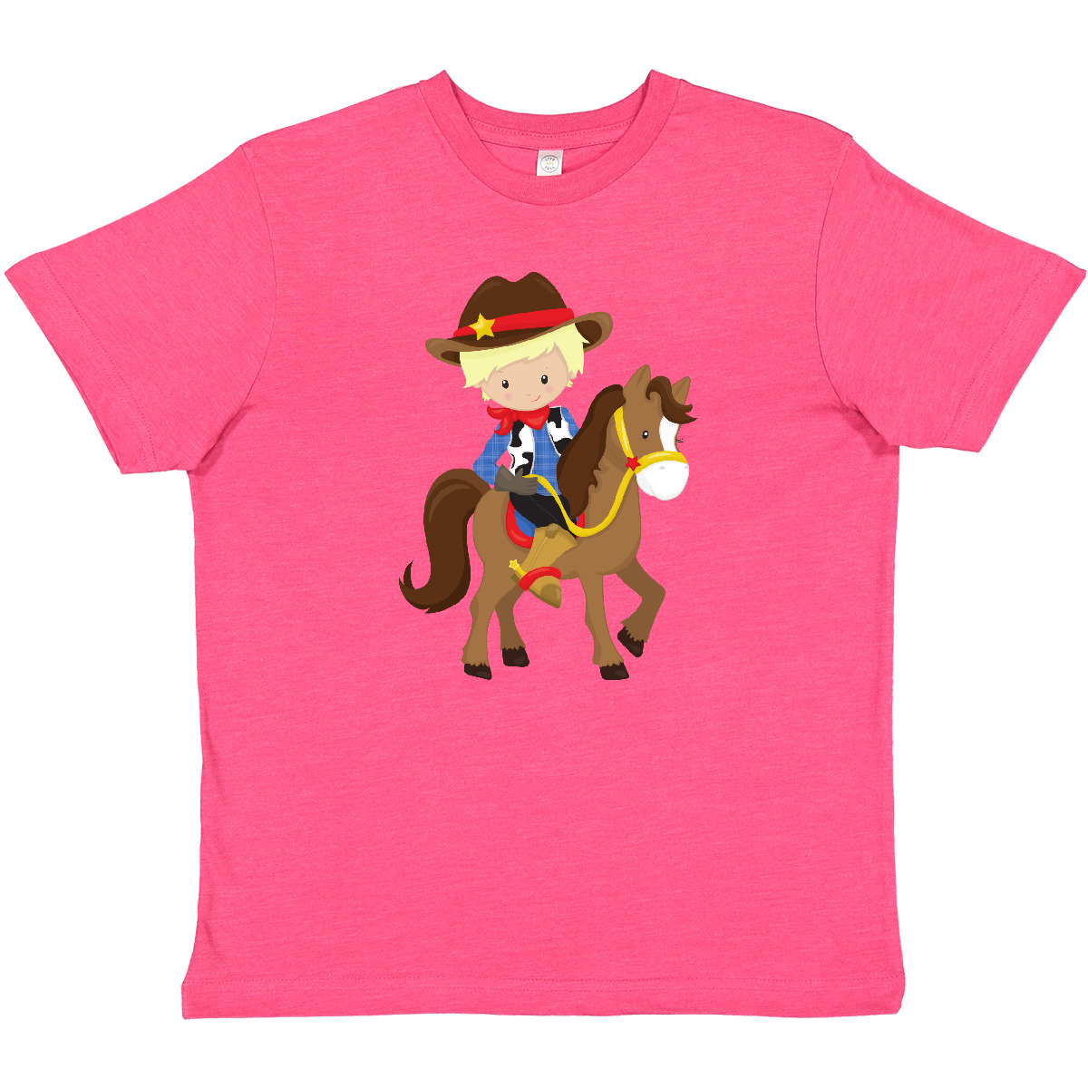 Inktastic Cowboy, Sheriff, Horse, Western, Blond Hair Youth T-Shirt Cute Boy Hat - Bild 7 von 8