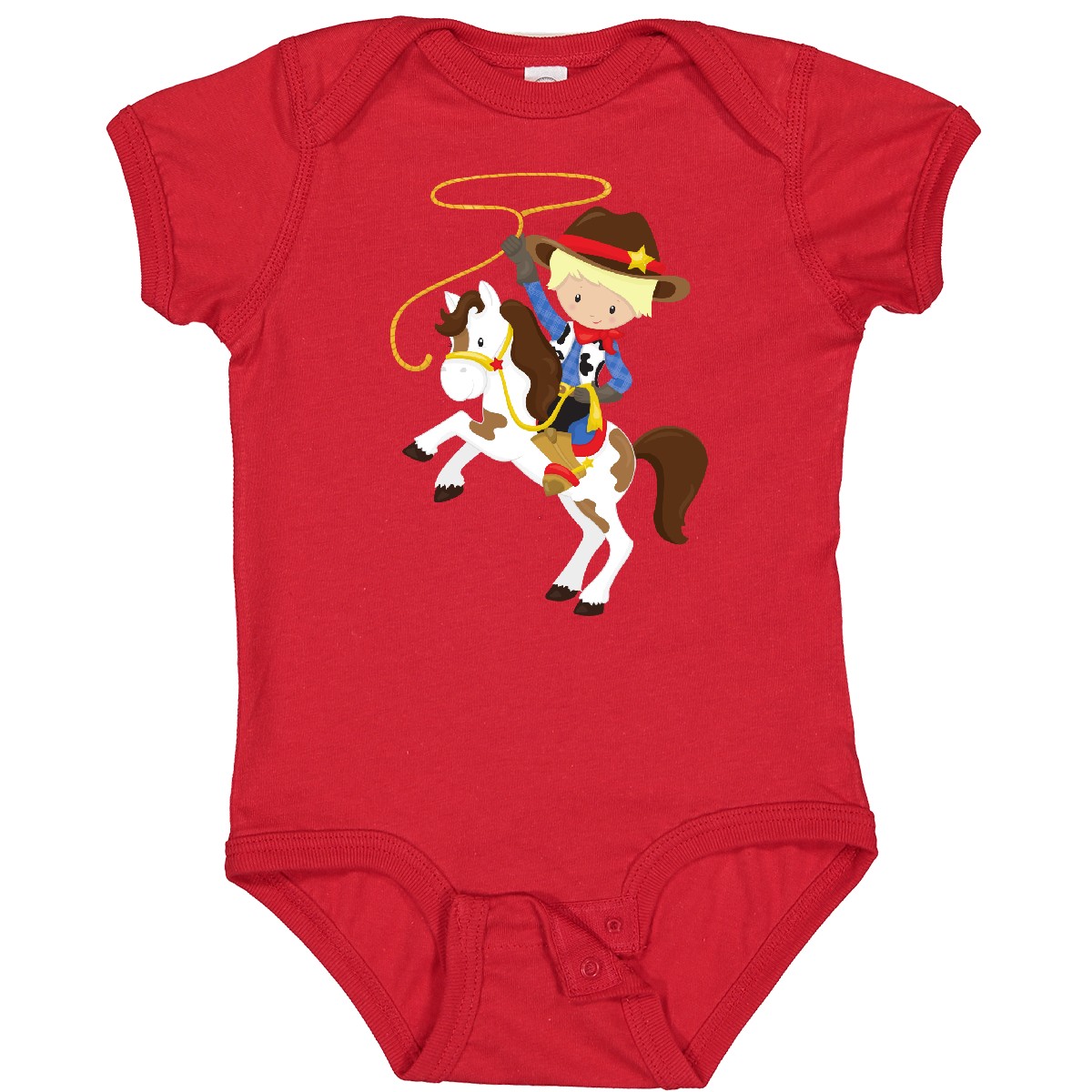 Inktastic Cowboy, Sheriff, Horse, Lasso, Western, Blond Hair Baby Bodysuit Cute - Picture 9 of 9