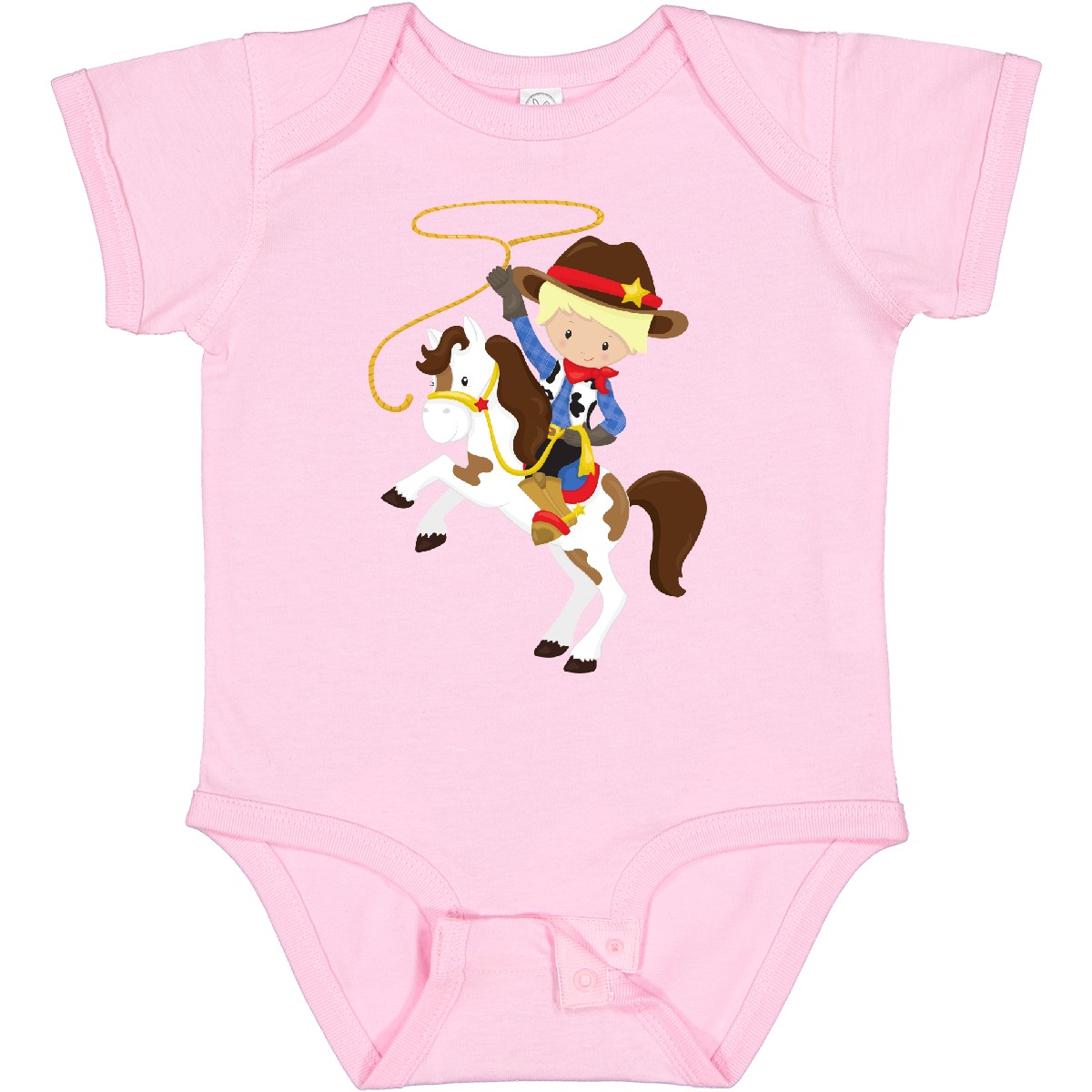 Inktastic Cowboy, Sheriff, Horse, Lasso, Western, Blond Hair Baby Bodysuit Cute - Picture 8 of 9