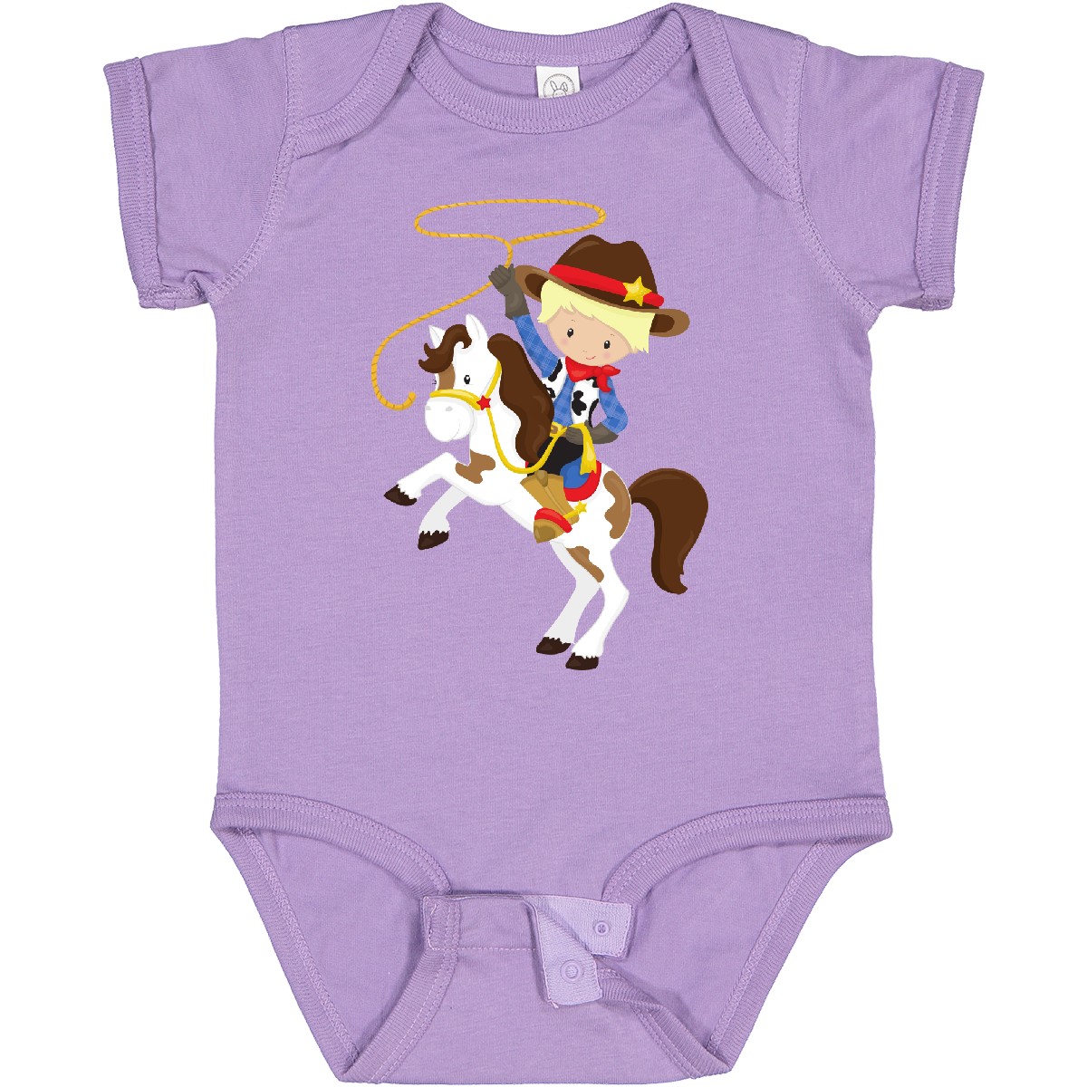 Inktastic Cowboy, Sheriff, Horse, Lasso, Western, Blond Hair Baby Bodysuit Cute - Picture 7 of 9