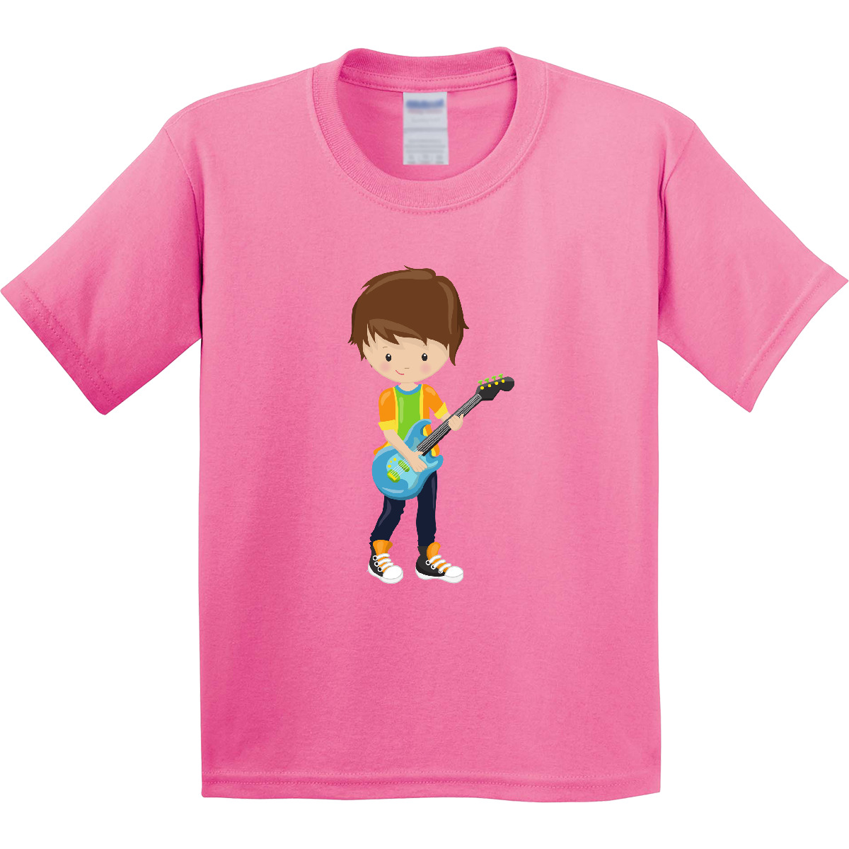 Inktastic Rock Boy, Brown Hair, Guitar Player, Band, Music Youth T-Shirt Cute - Picture 2 of 8