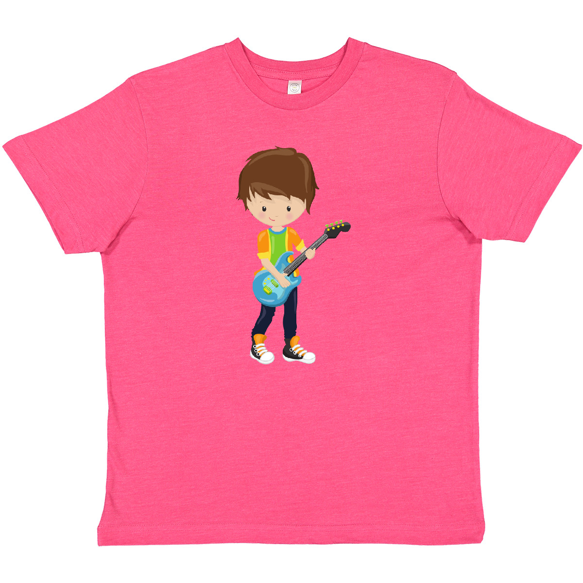 Inktastic Rock Boy, Brown Hair, Guitar Player, Band, Music Youth T-Shirt Cute - Picture 7 of 8