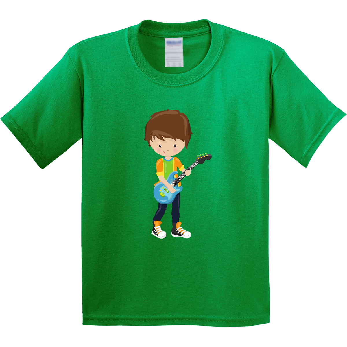 Inktastic Rock Boy, Brown Hair, Guitar Player, Band, Music Youth T-Shirt Cute - Picture 4 of 8